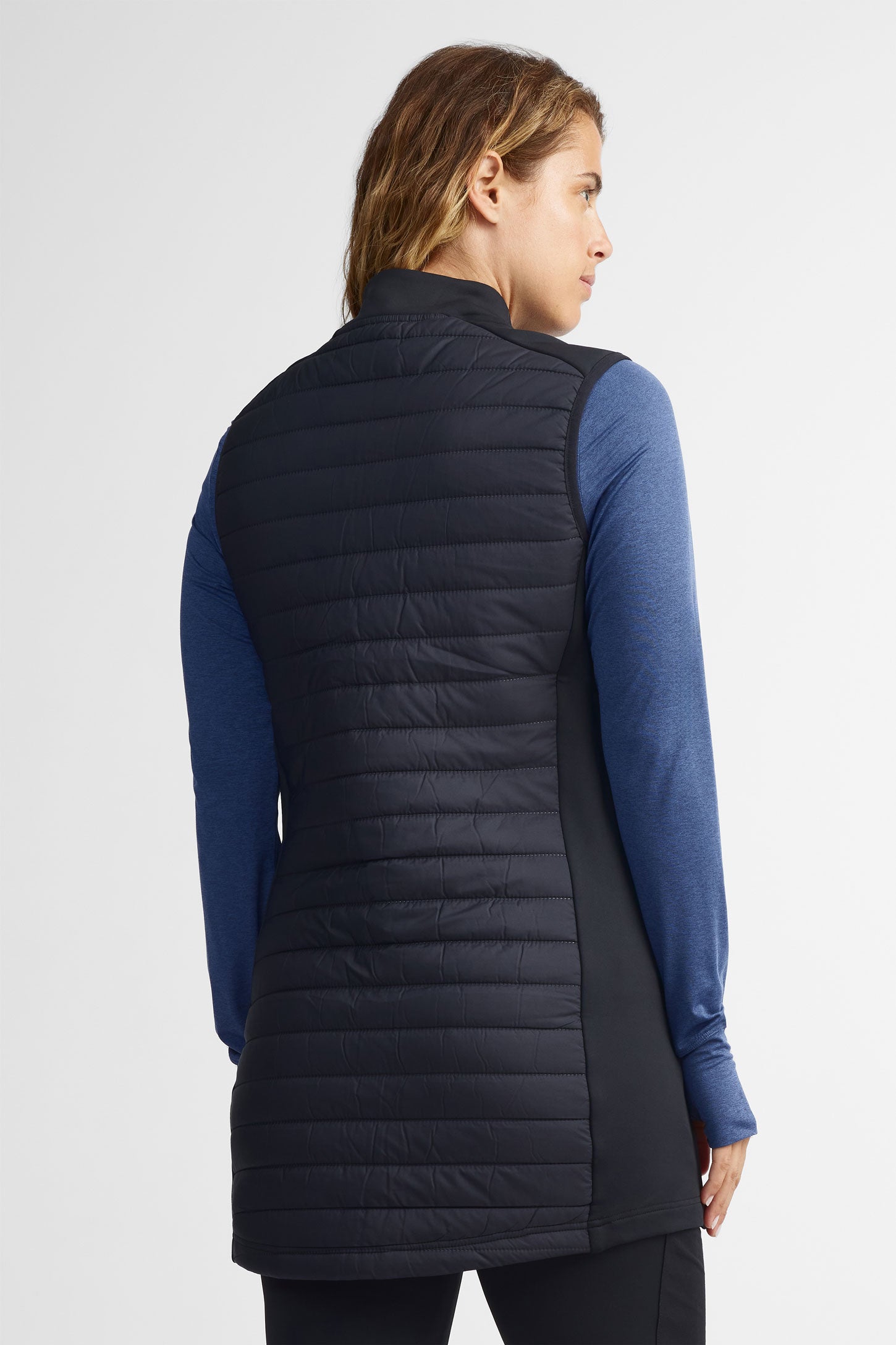 Veste longue matelassée sans manches BM - Femme && NOIR