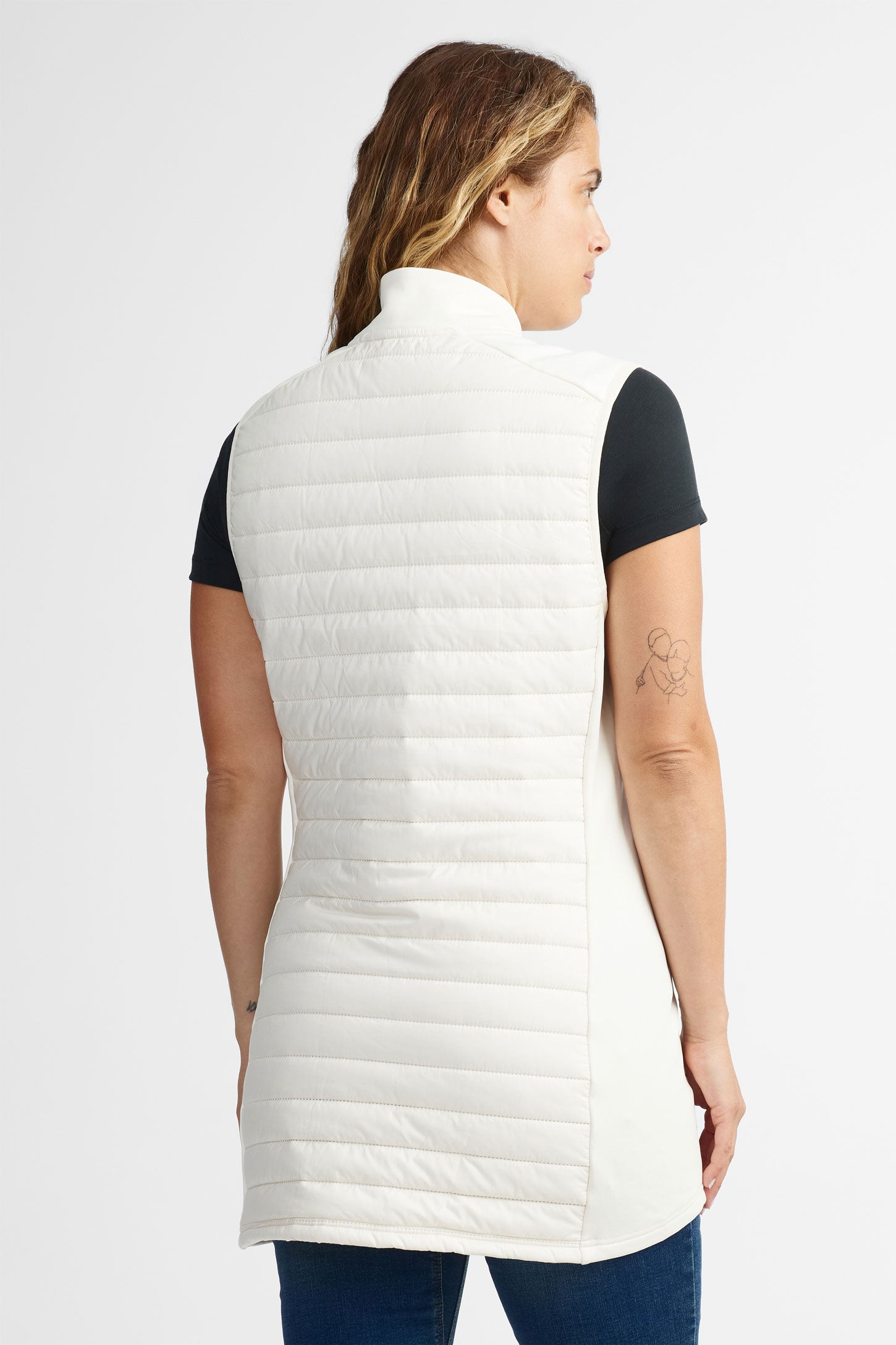 Veste longue matelassée sans manches BM - Femme && BLANC