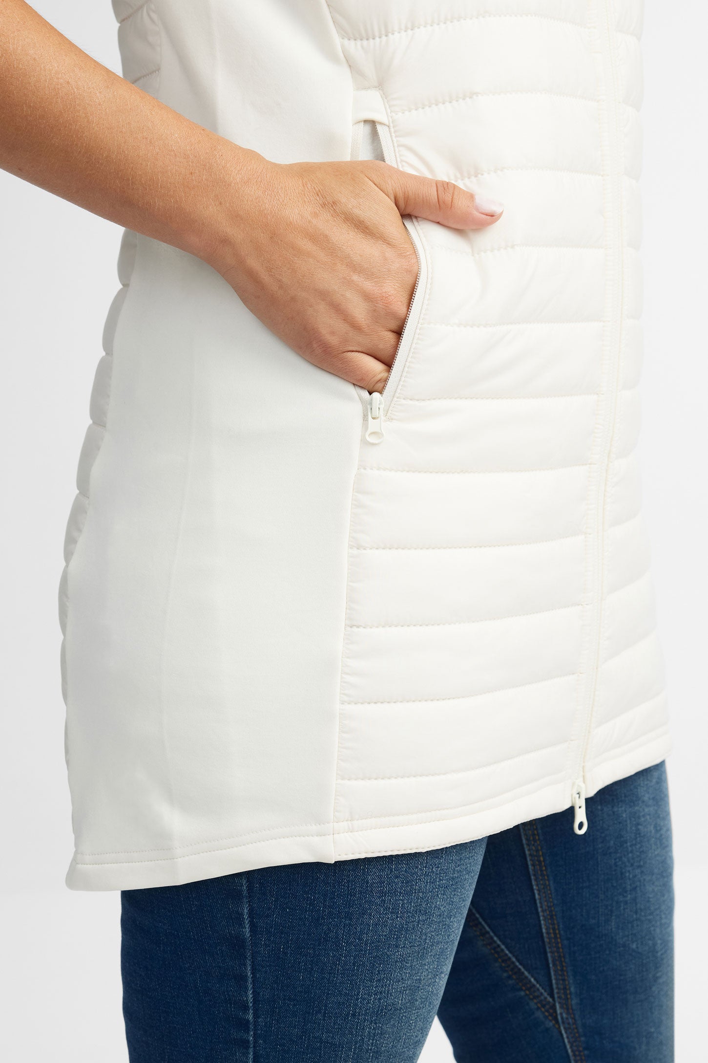 Veste longue matelassée sans manches BM - Femme && BLANC