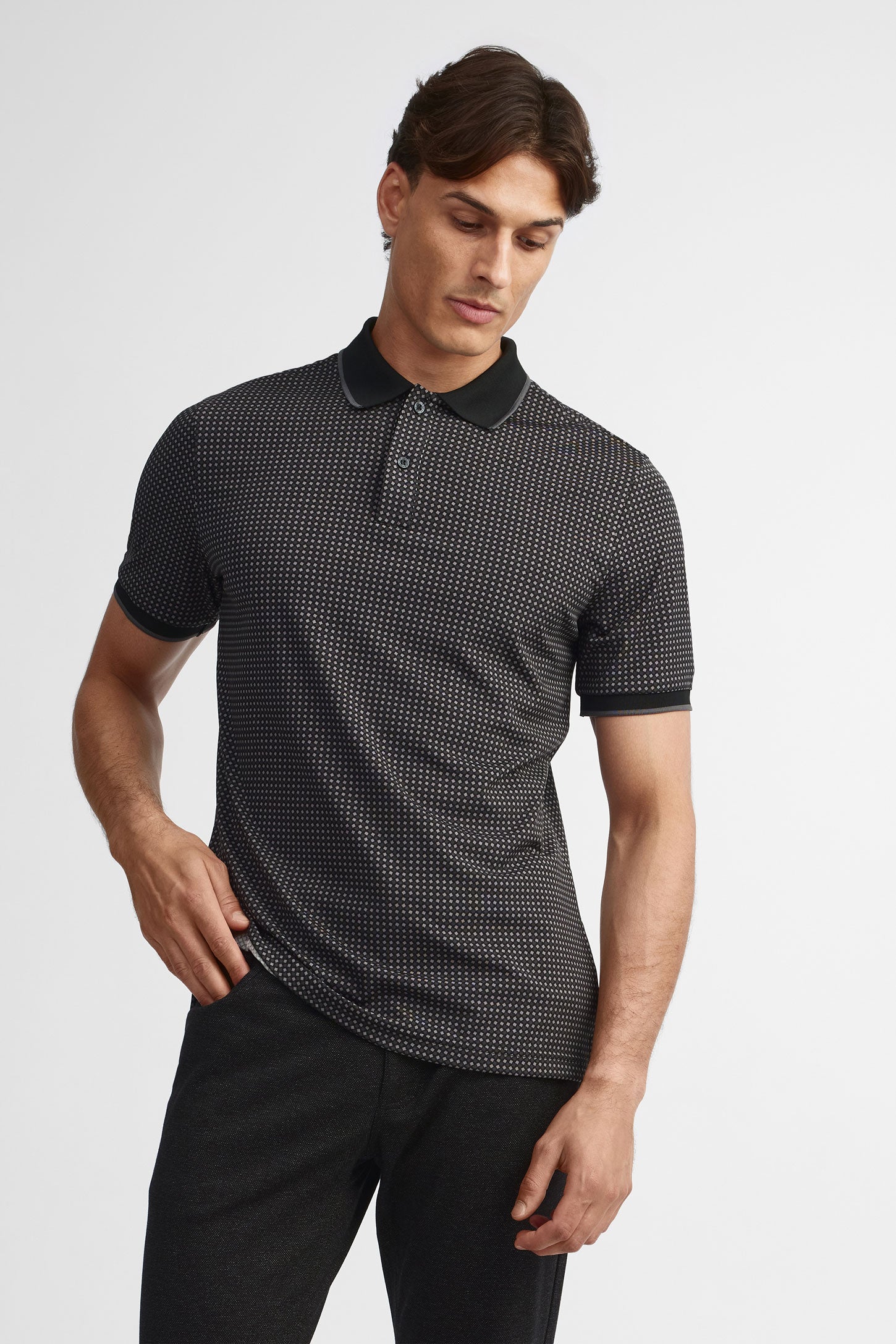 Polo manches courtes semi-ajusté - Homme && NOIR/MULTI