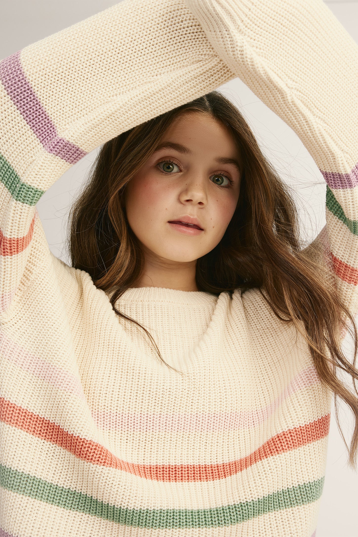Chandail col rond tricot jacquard - Ado fille && VERT/MULTI