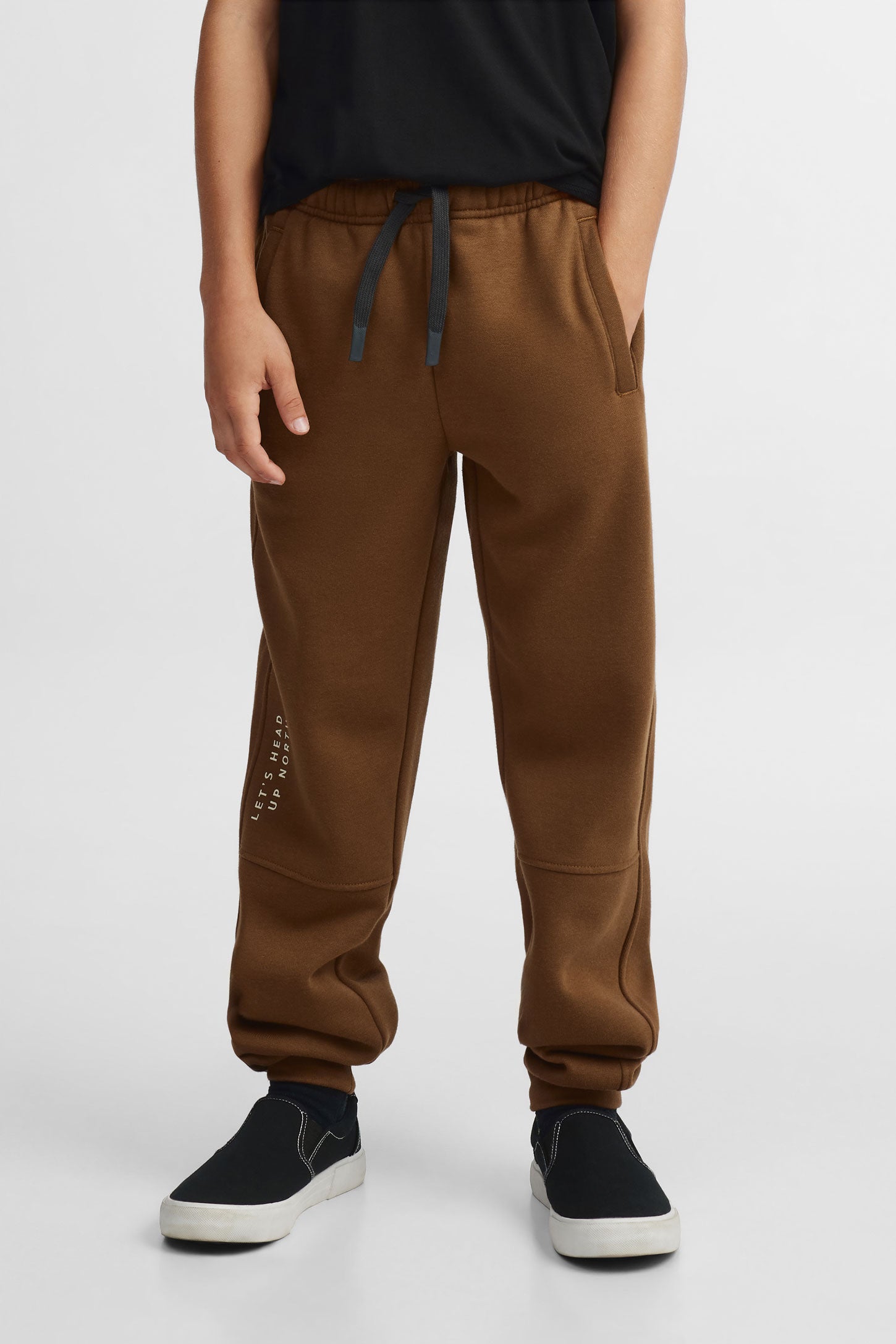 Pantalon jogger coton ouaté - Ado garçon && BRUN