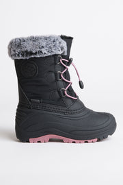 Bottes d'hiver imperméables doublées peluche - Enfant fille && NOIR/ROSE