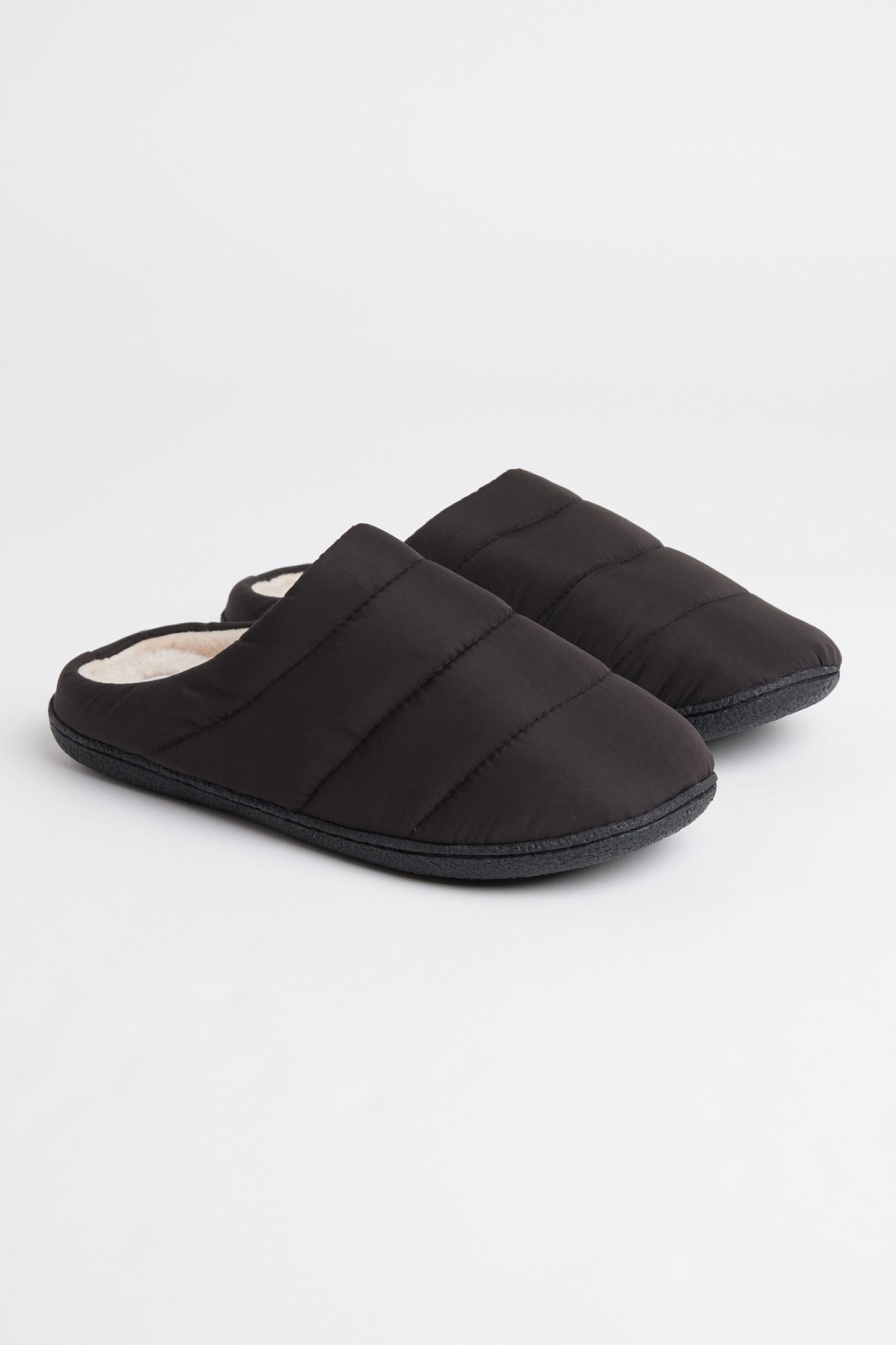 Pantoufles mules matelassées doublées sherpa - Homme && NOIR