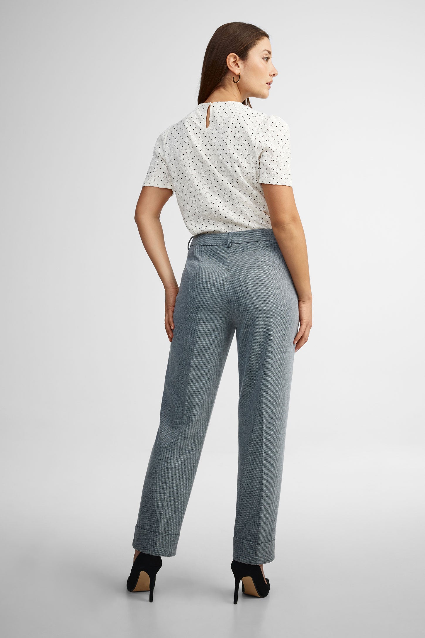 Pantalon jambe droite en tweed - Femme && NOIR MIXTE