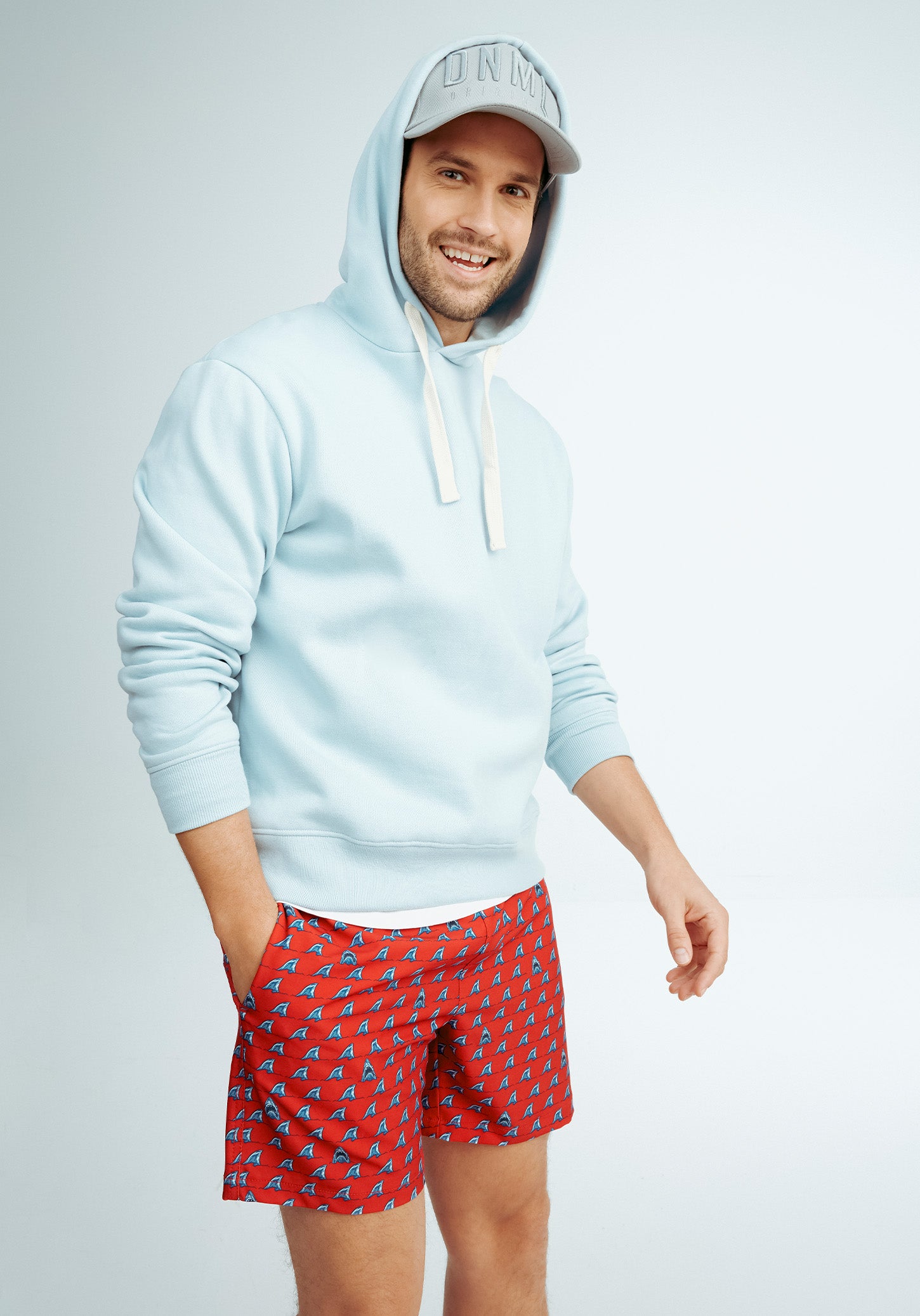 Chandail à capuchon coton ouaté - Homme && BLEU PALE