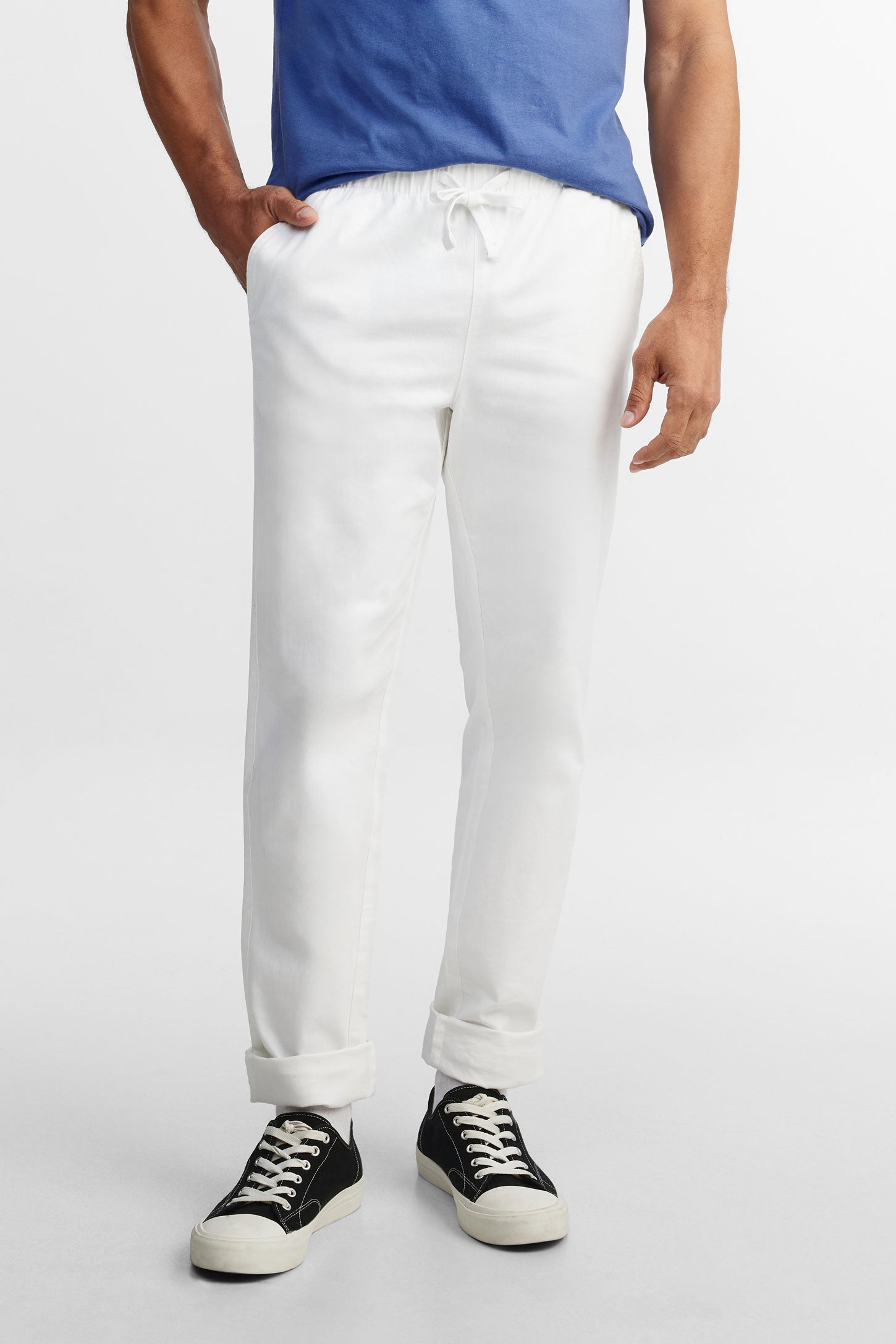 Pantalon coupe droite en twill - Homme && BLANC