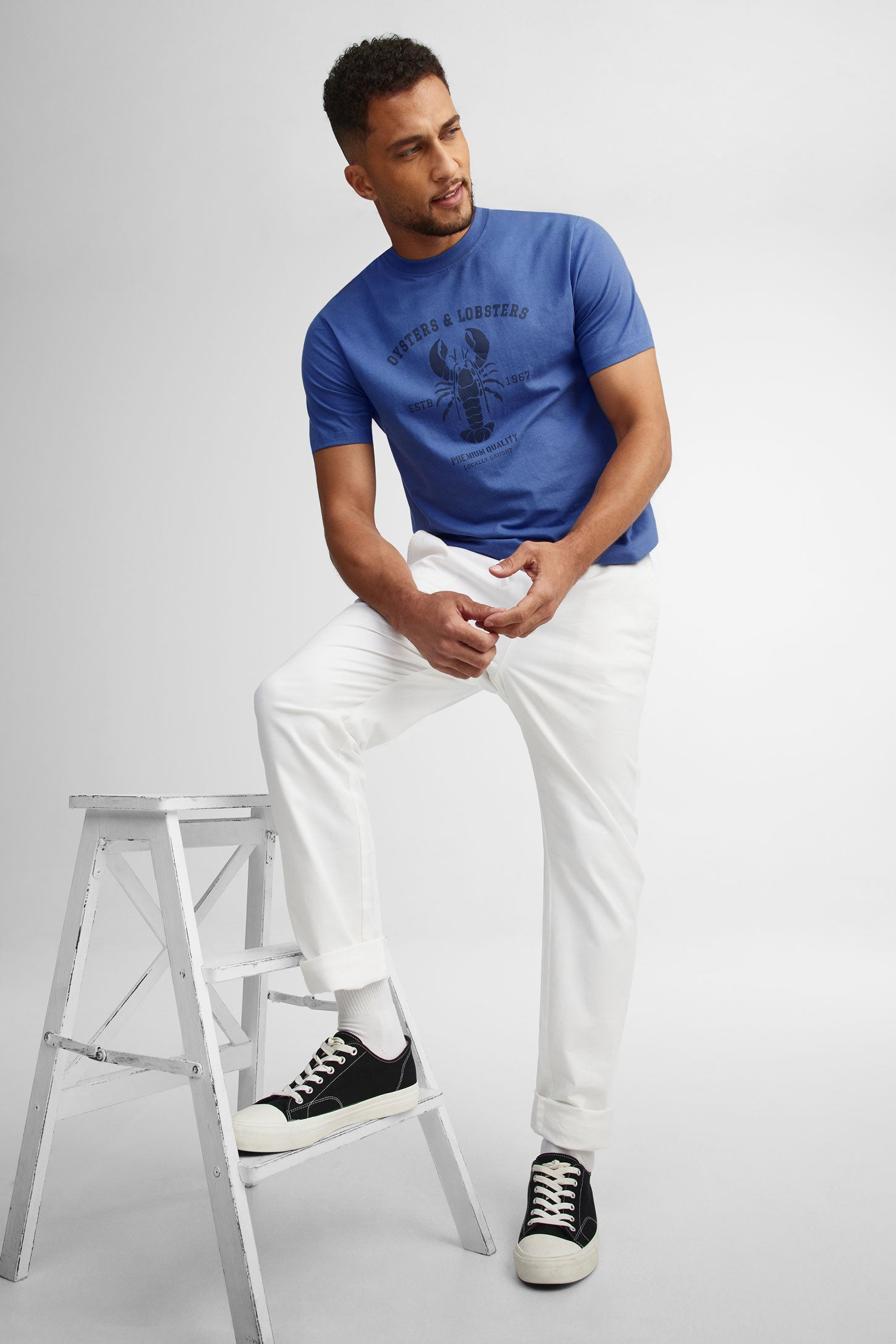 Pantalon coupe droite en twill - Homme && BLANC
