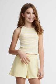 Camisole côtelée coton - Ado fille && JAUNE/MULTI