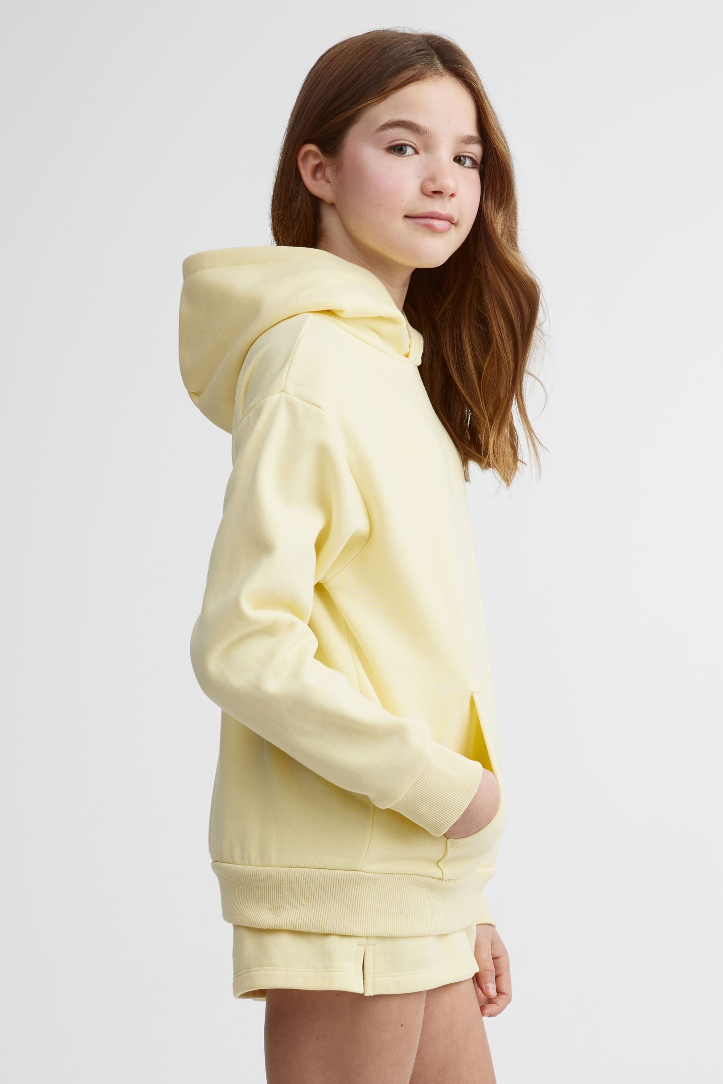 Chandail à capuchon coton ouaté - Ado fille && JAUNE