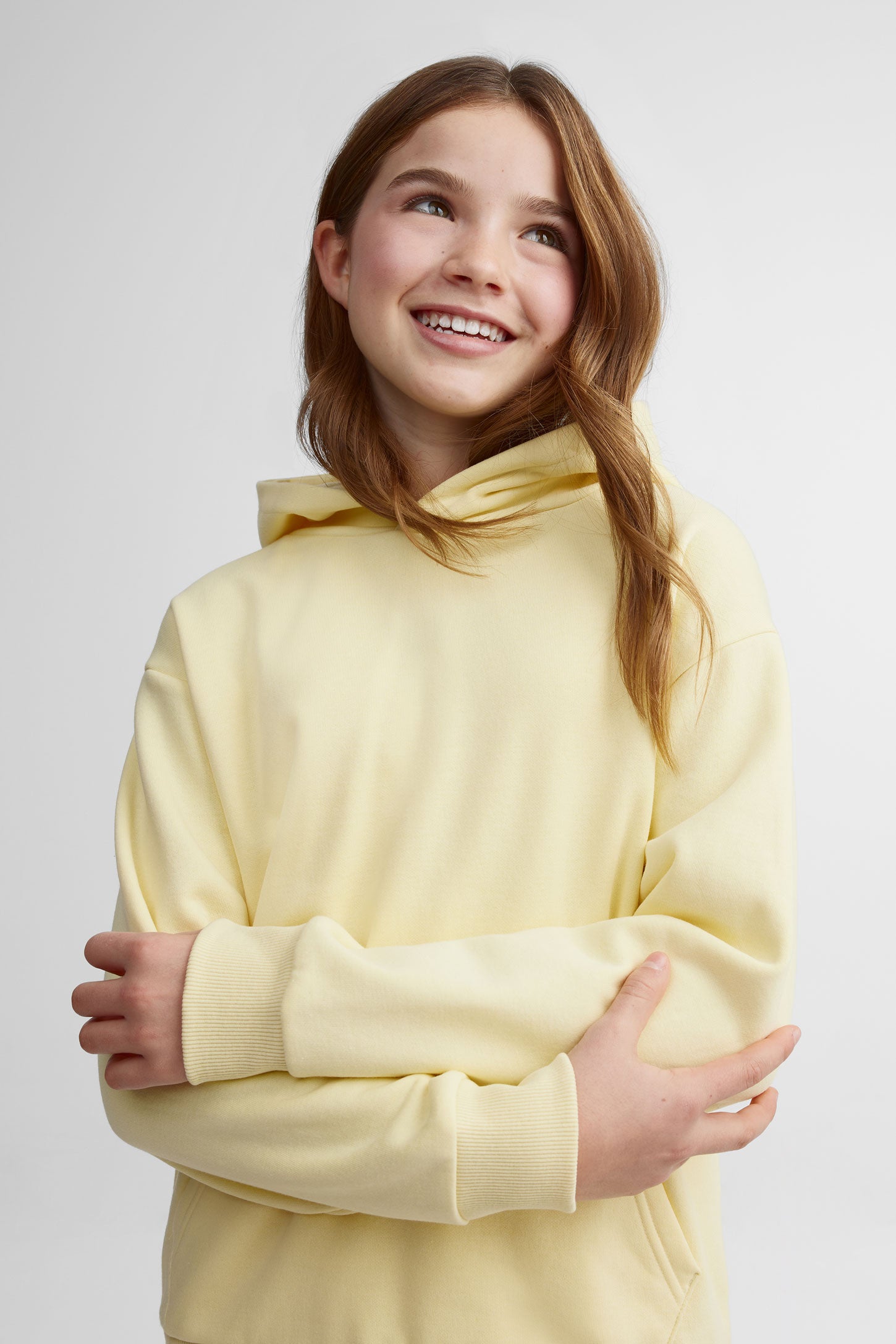 Chandail à capuchon coton ouaté - Ado fille && JAUNE