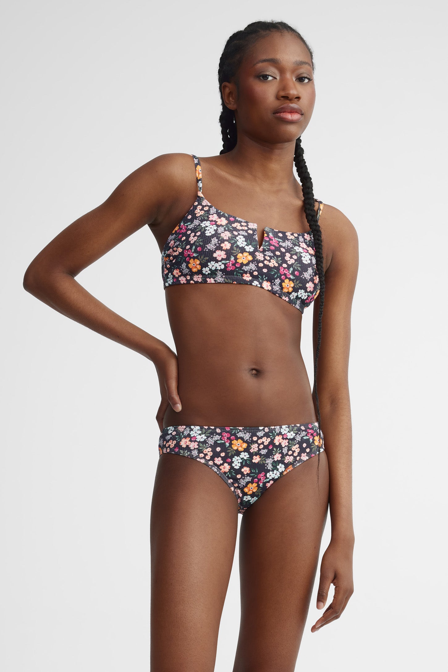 Culotte maillot de bain taille basse - Femme && GRIS MULTI