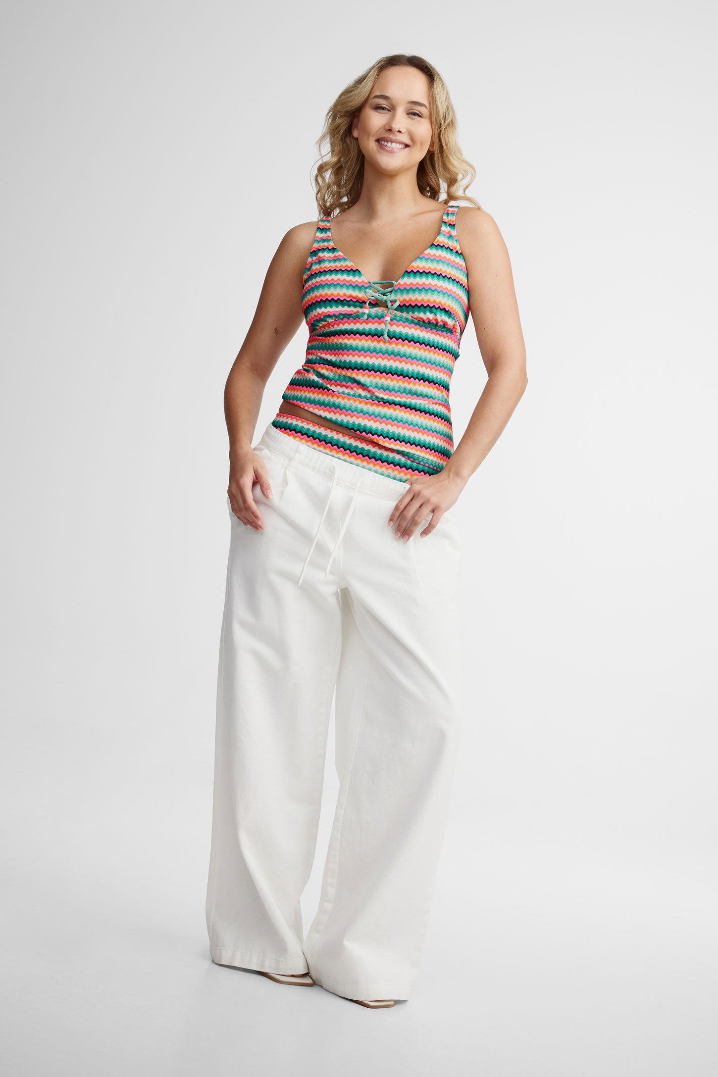 Haut maillot de bain tankini - Femme && BLEU MULTI