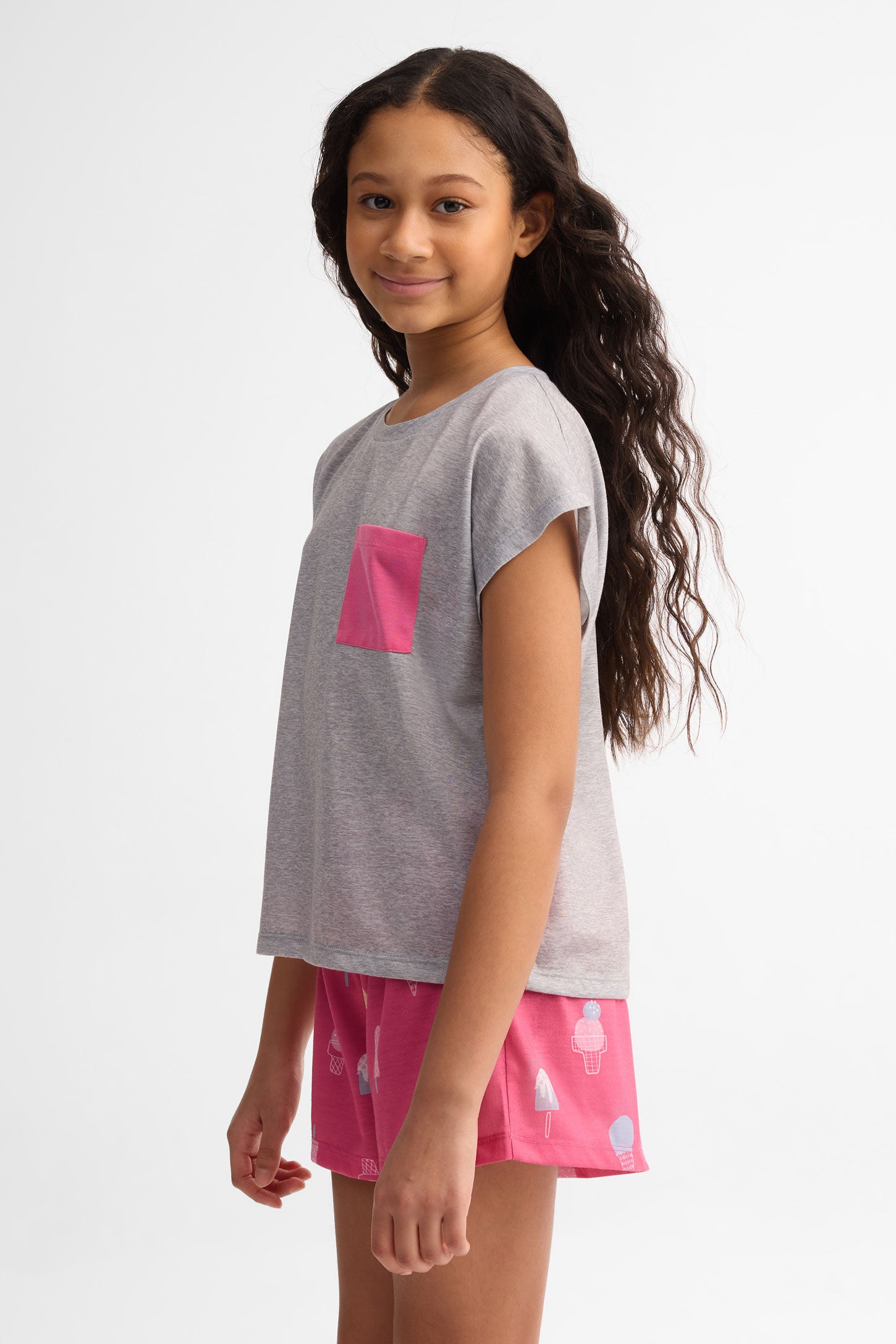 Pyjama 2-pièces imprimé, 2/40$ - Ado fille && GRIS MIXTE