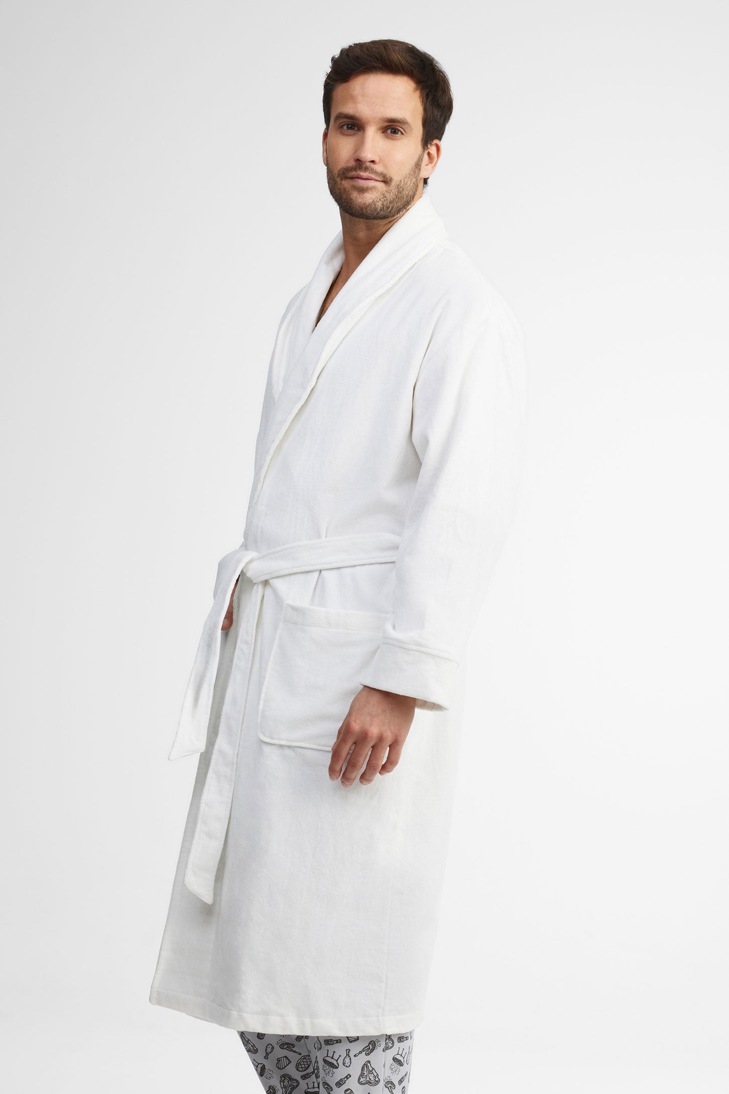 Robe de chambre coton éponge - Homme && BLANC