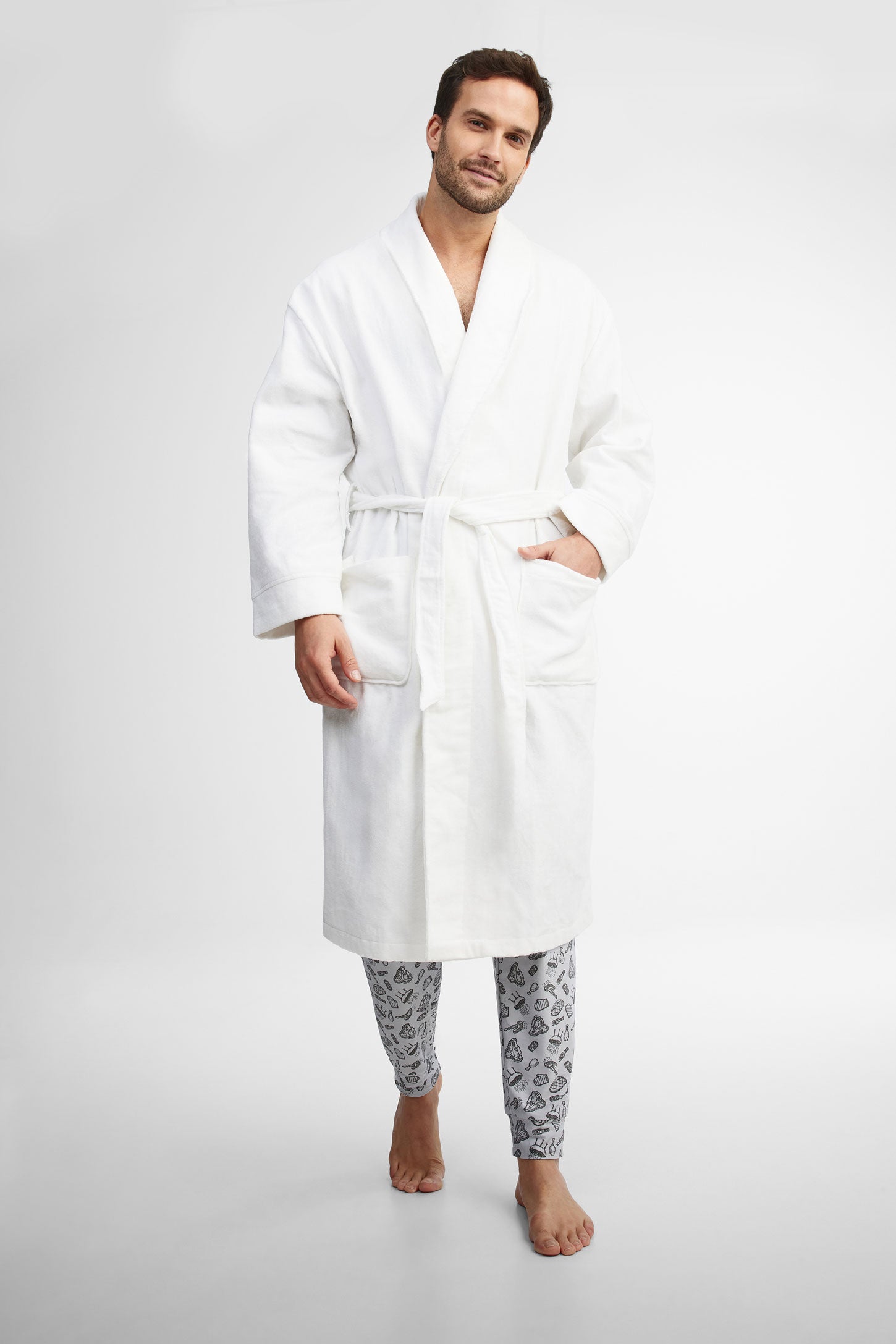 Robe de chambre coton éponge - Homme && BLANC