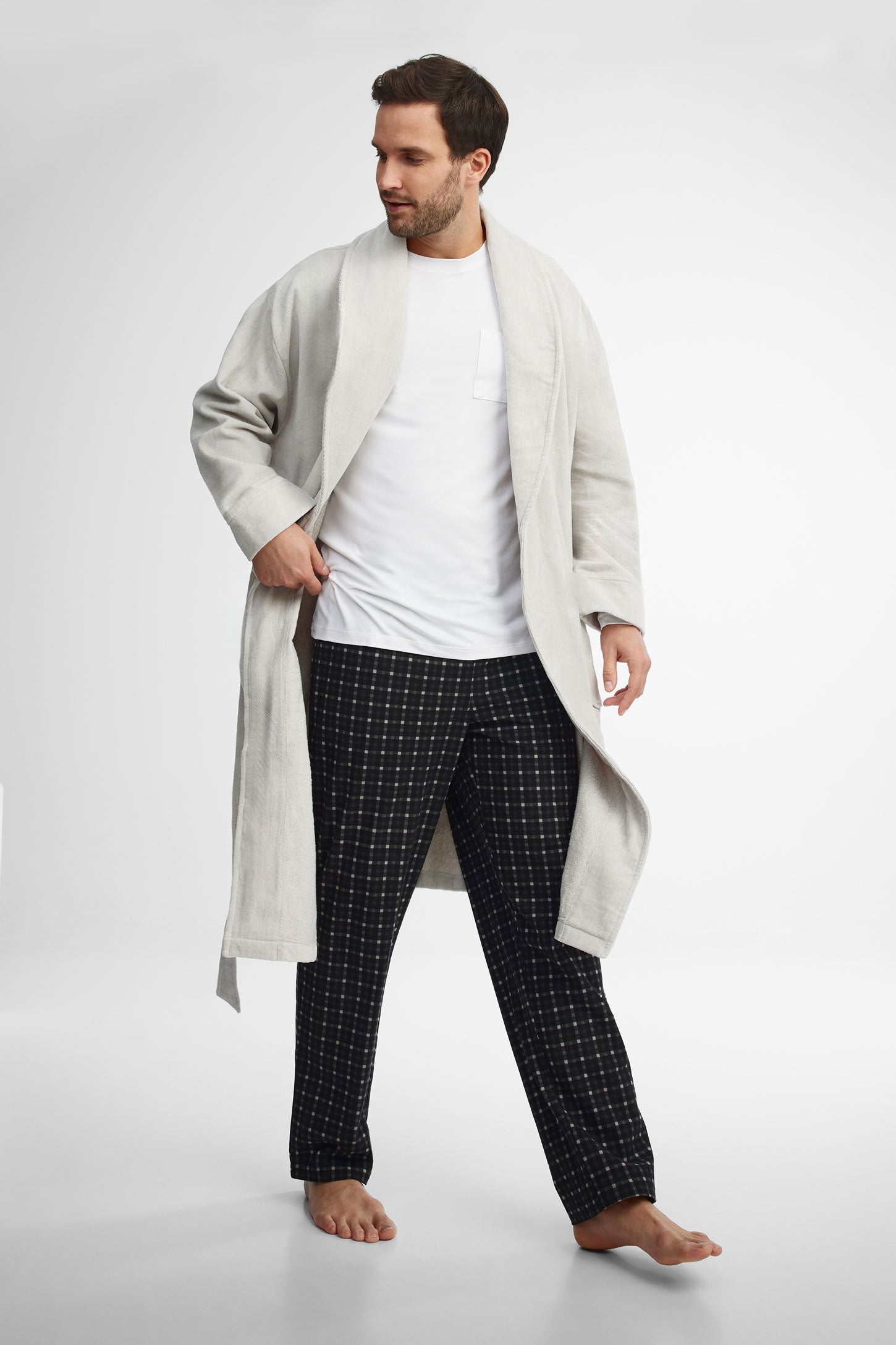 Robe de chambre coton éponge - Homme && GRIS