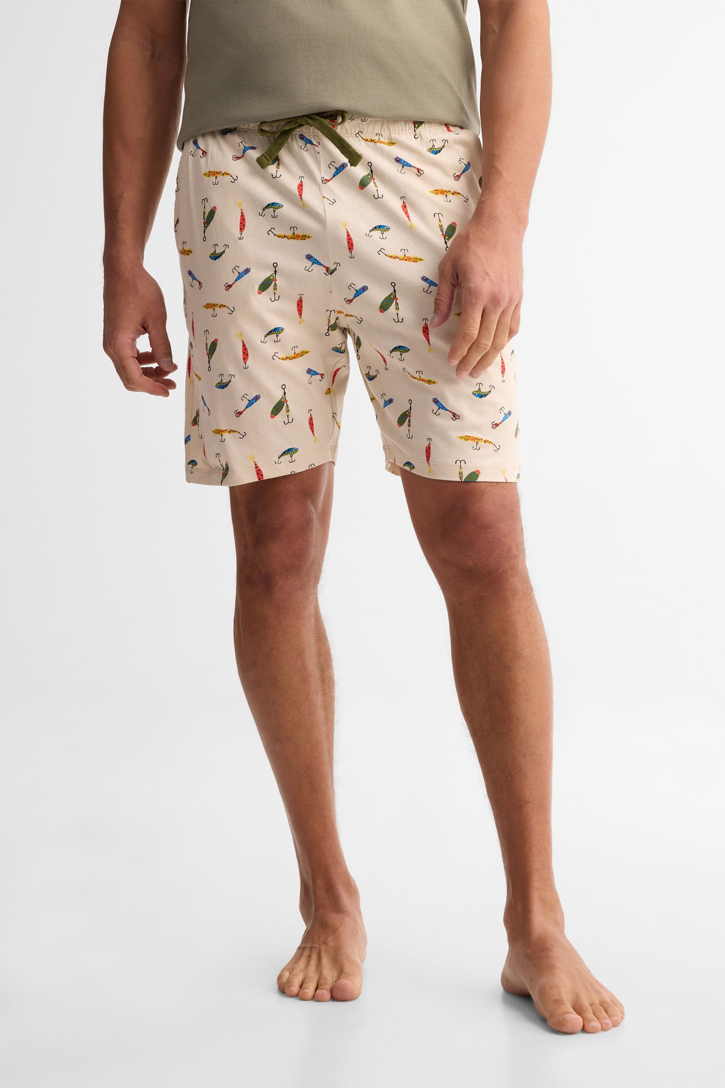 Short pyjama coton, 2/40$ - Homme && BEIGE/MULTI