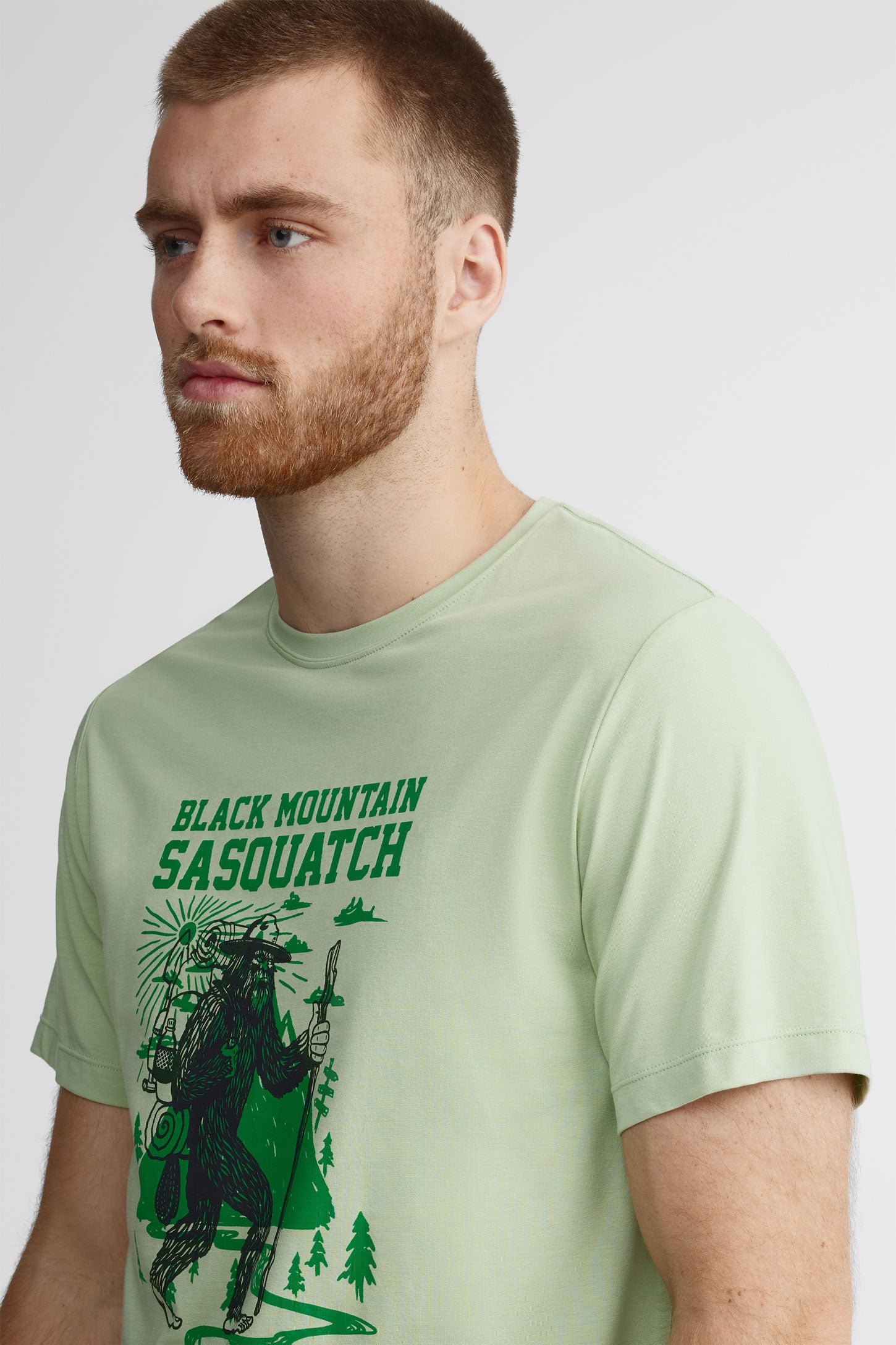 T-shirt col rond imprimé bambou - Homme && VERT