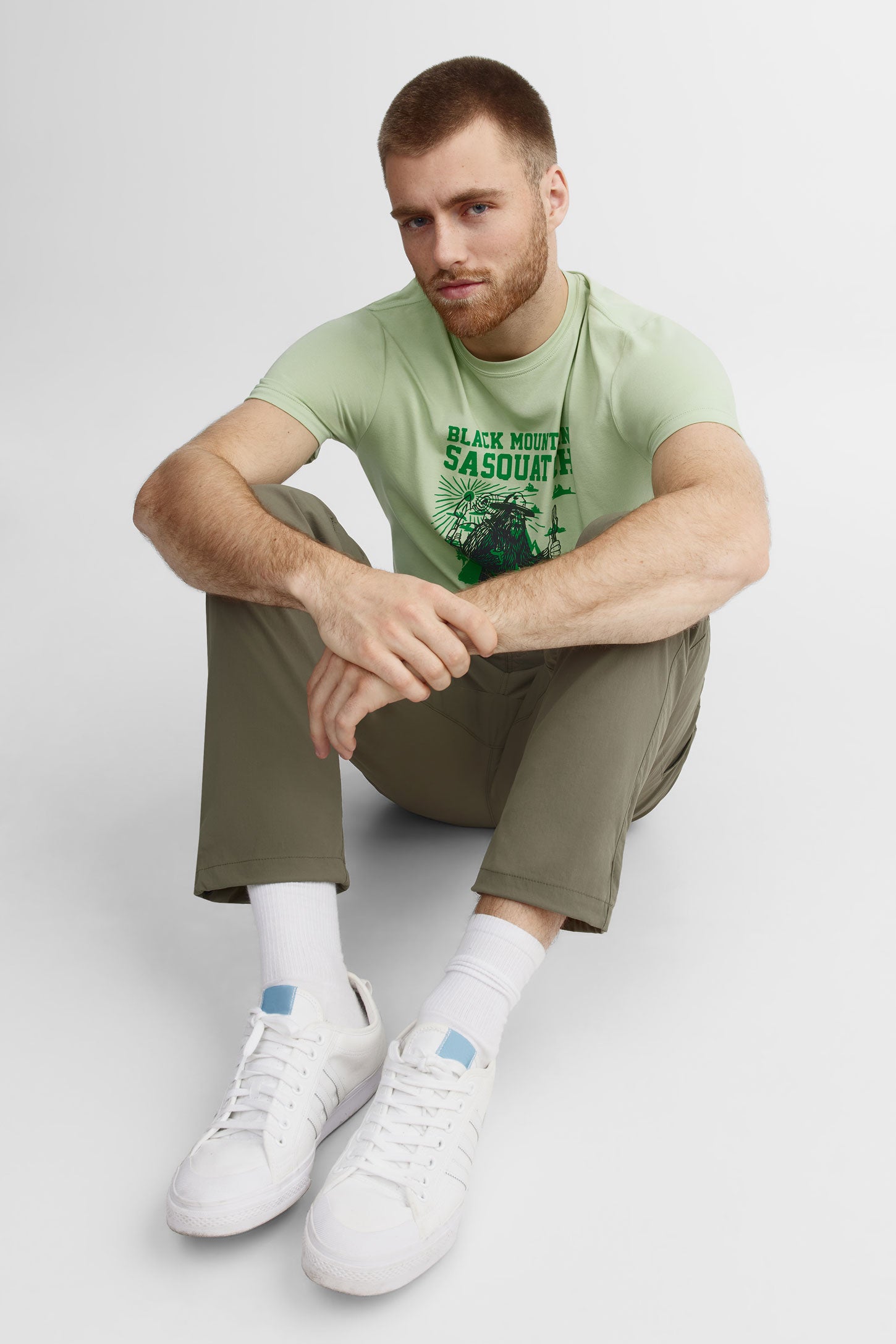 T-shirt col rond imprimé bambou - Homme && VERT