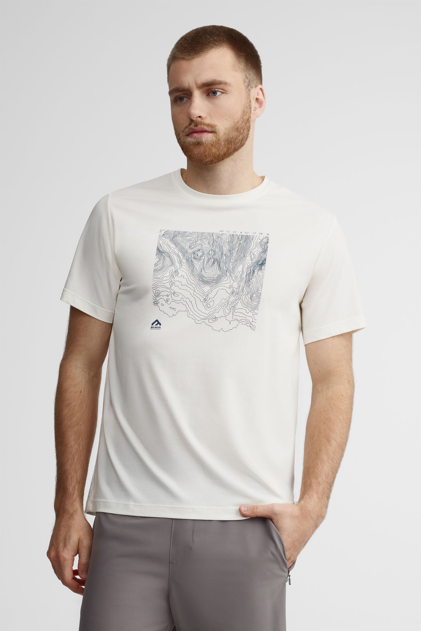 T-shirt col rond imprimé bambou - Homme && BEIGE