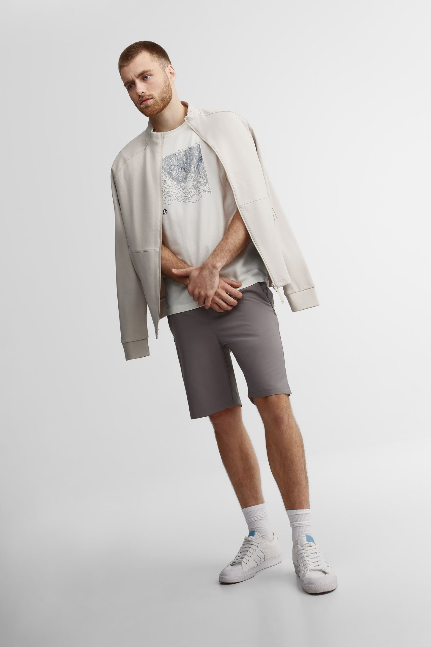 T-shirt col rond imprimé bambou - Homme && BEIGE