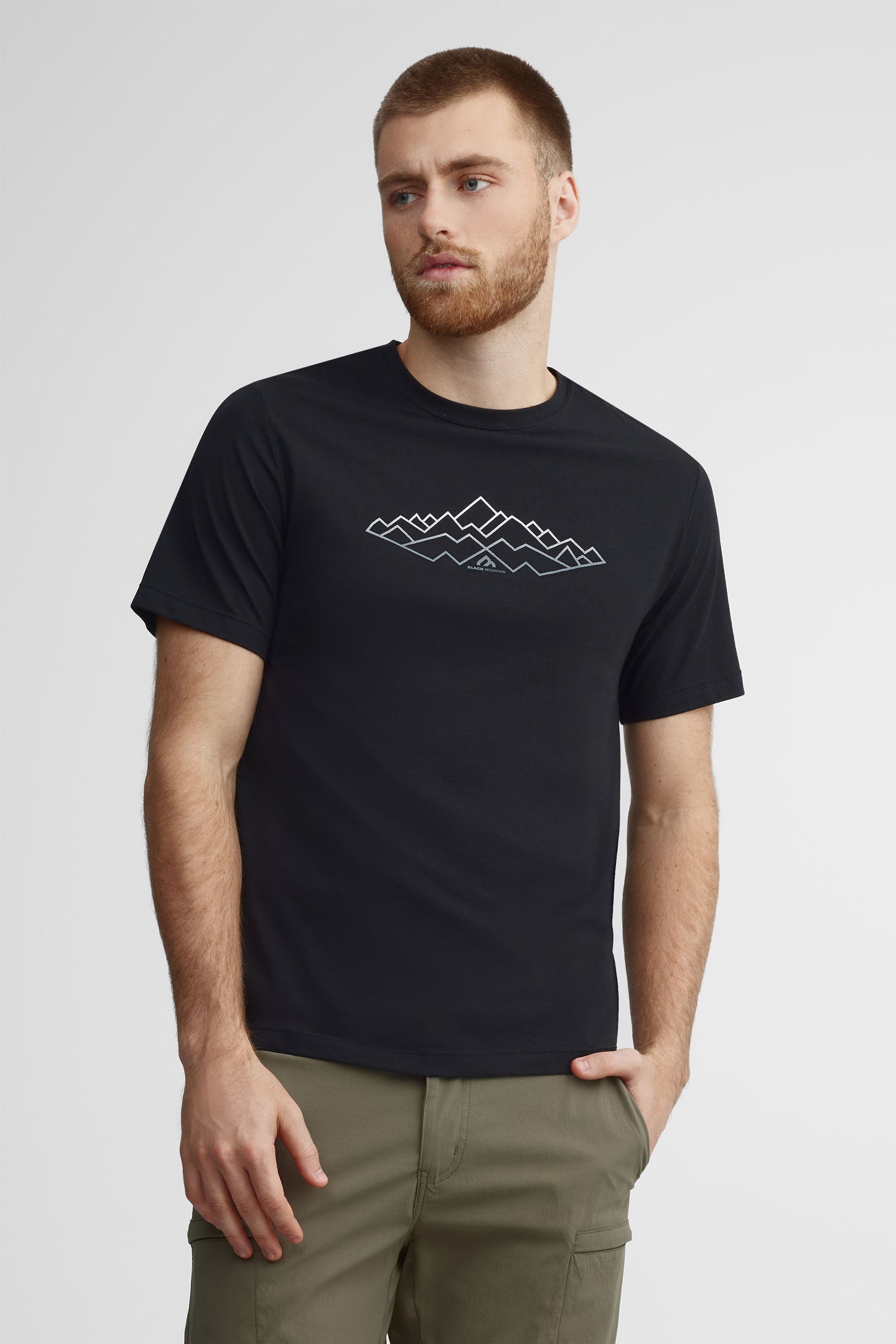 T-shirt col rond imprimé bambou - Homme && GRIS FONCE