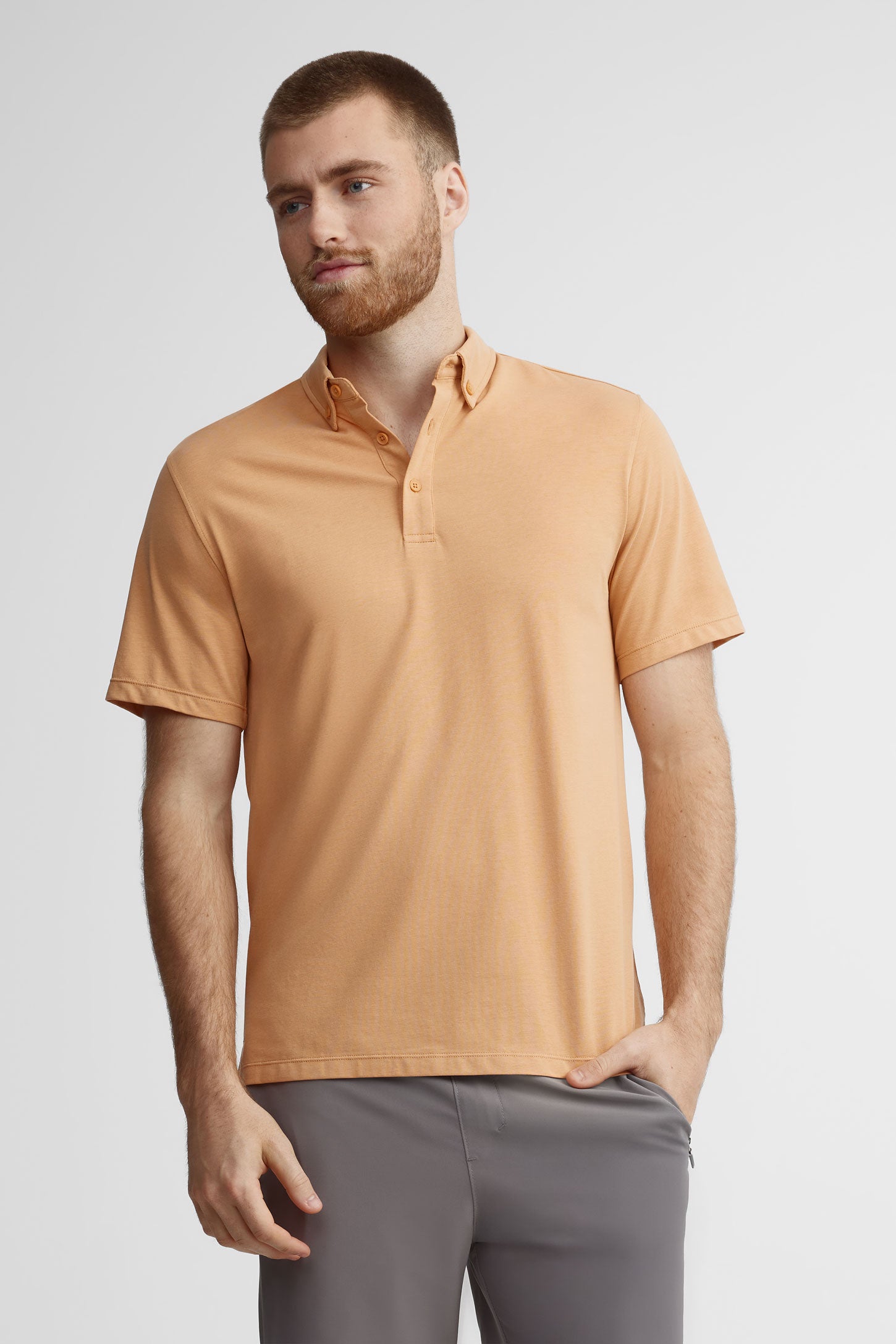 Polo manches courtes bambou BM - Homme && BRUN