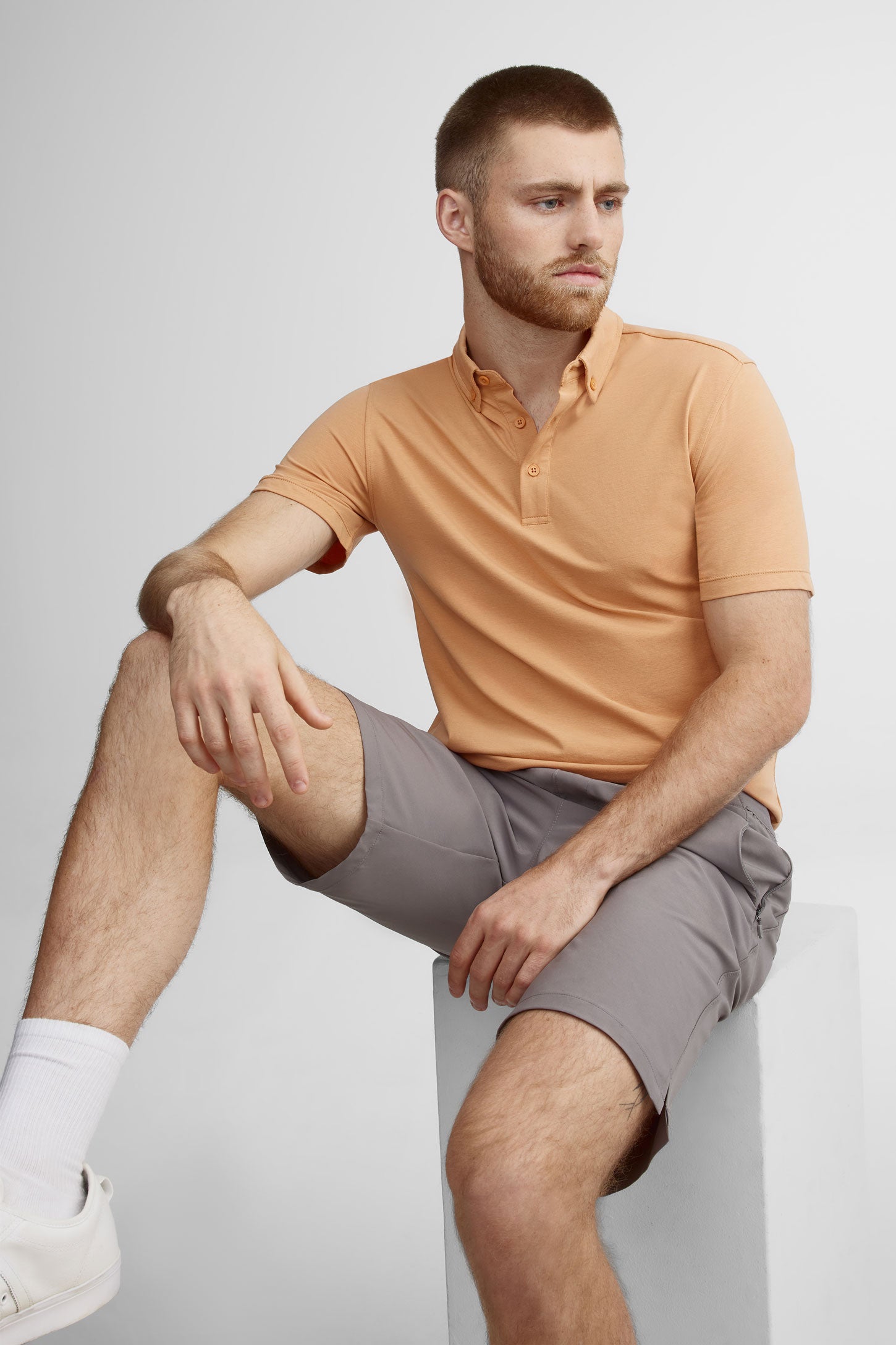 Polo manches courtes bambou BM - Homme && BRUN