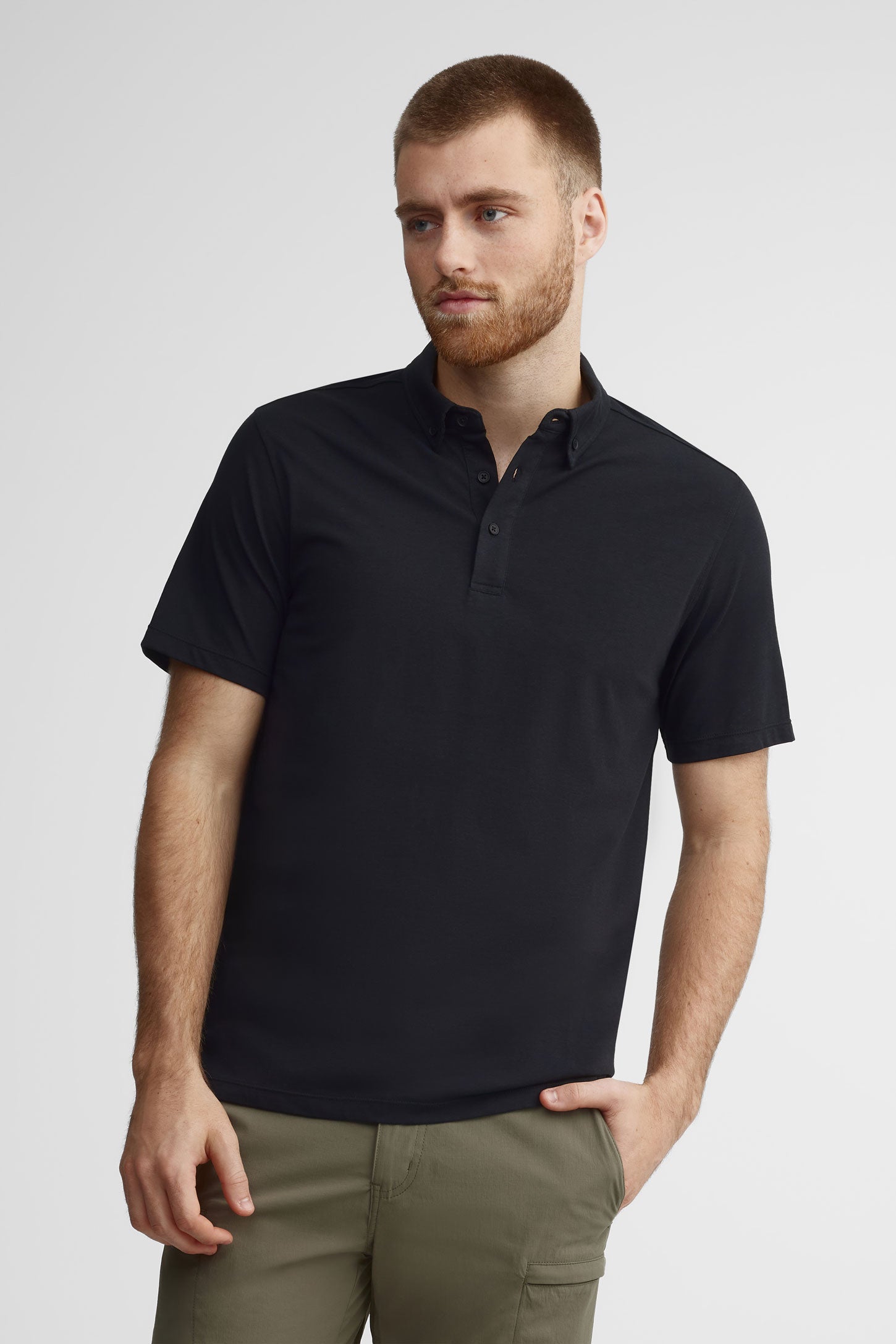 Polo manches courtes bambou BM - Homme && GRIS FONCE