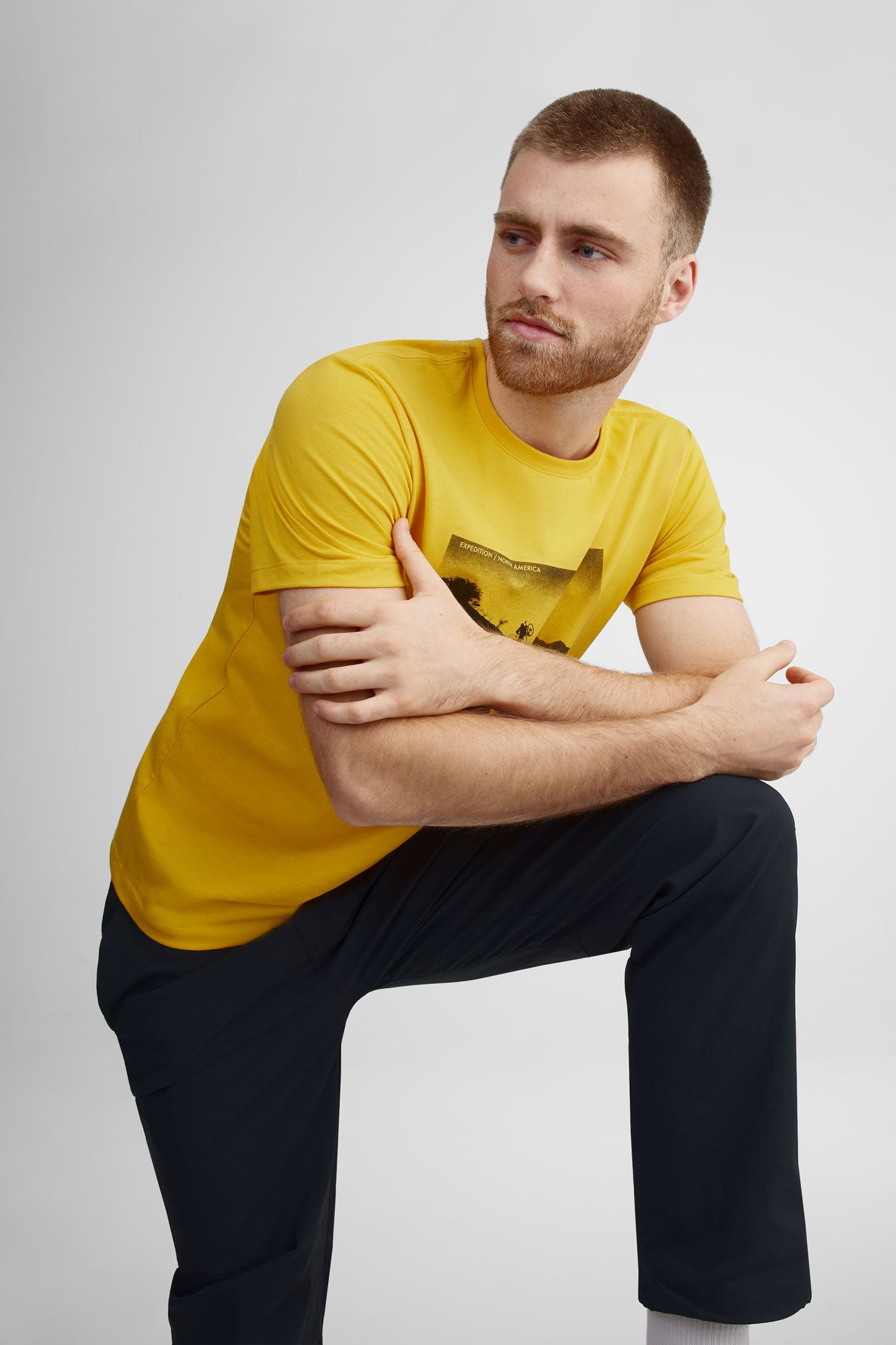 T-shirt col rond coton bio BM - Homme && JAUNE