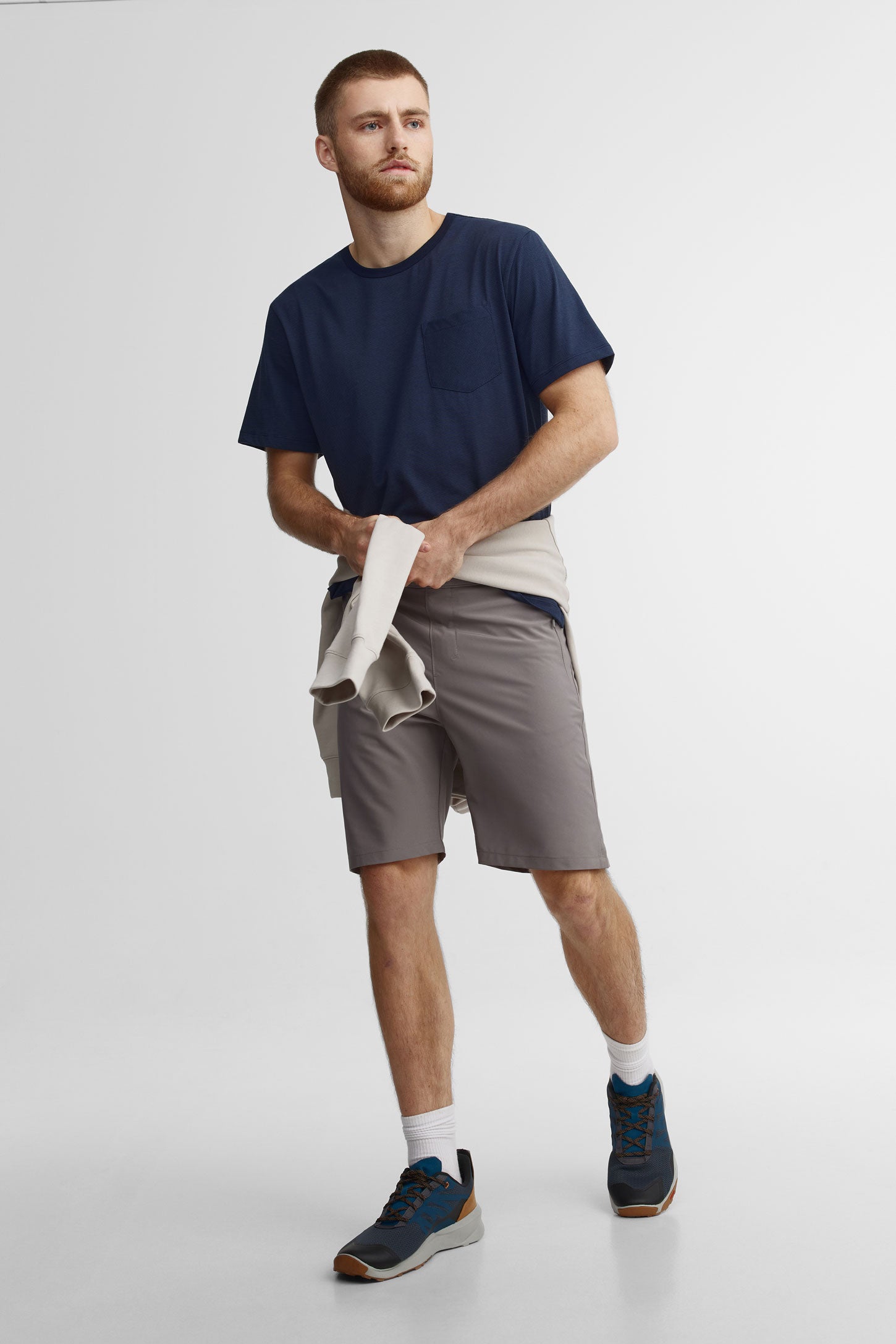 T-shirt à poche extensible 4 sens BM - Homme && BLEU FONCE
