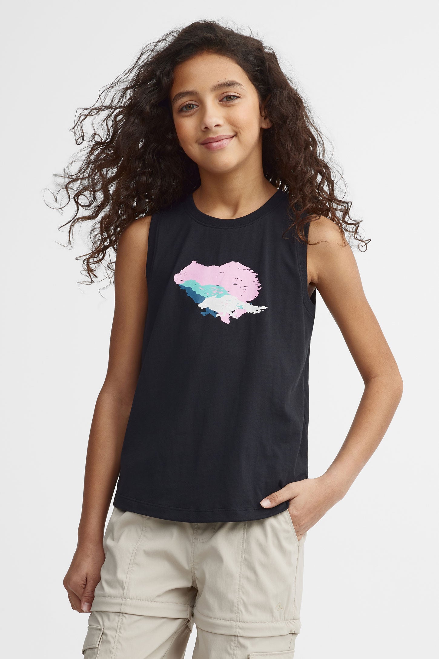 Camisole col rond coton bio - Ado fille && GRIS FONCE