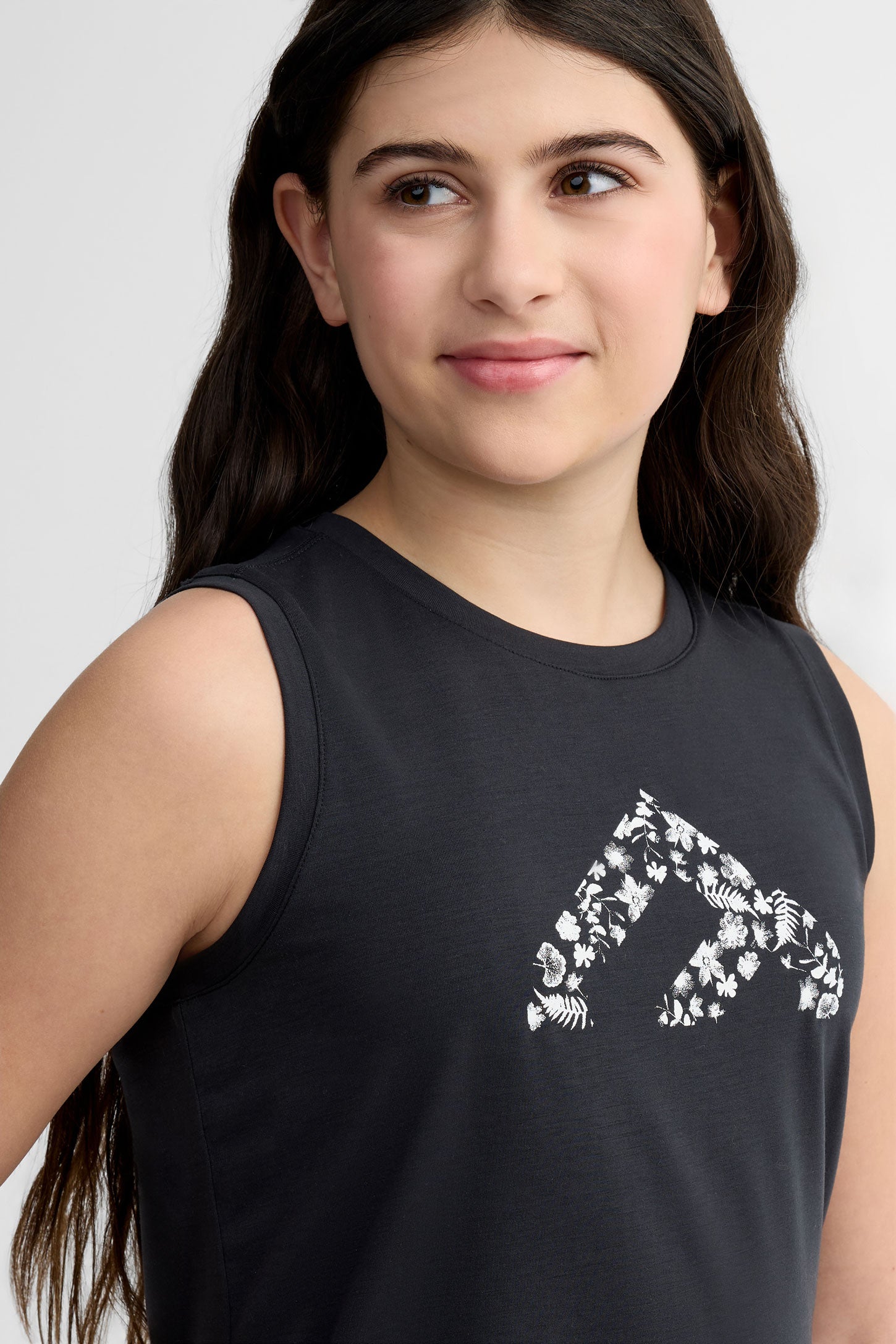 Camisole col rond en lyocell - Ado fille && GRIS FONCE
