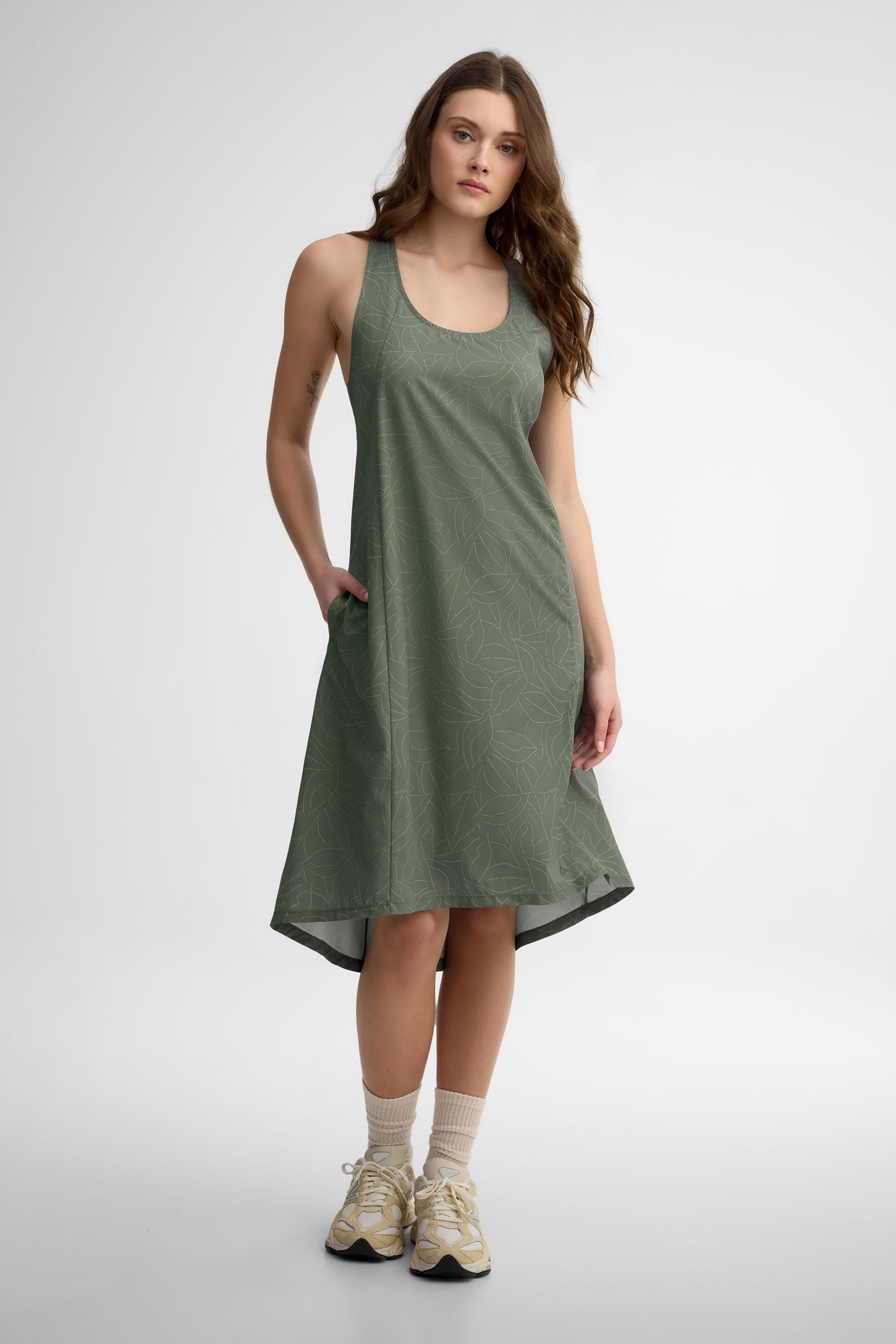 Robe midi dos croisé BM - Femme && VERT/MULTI