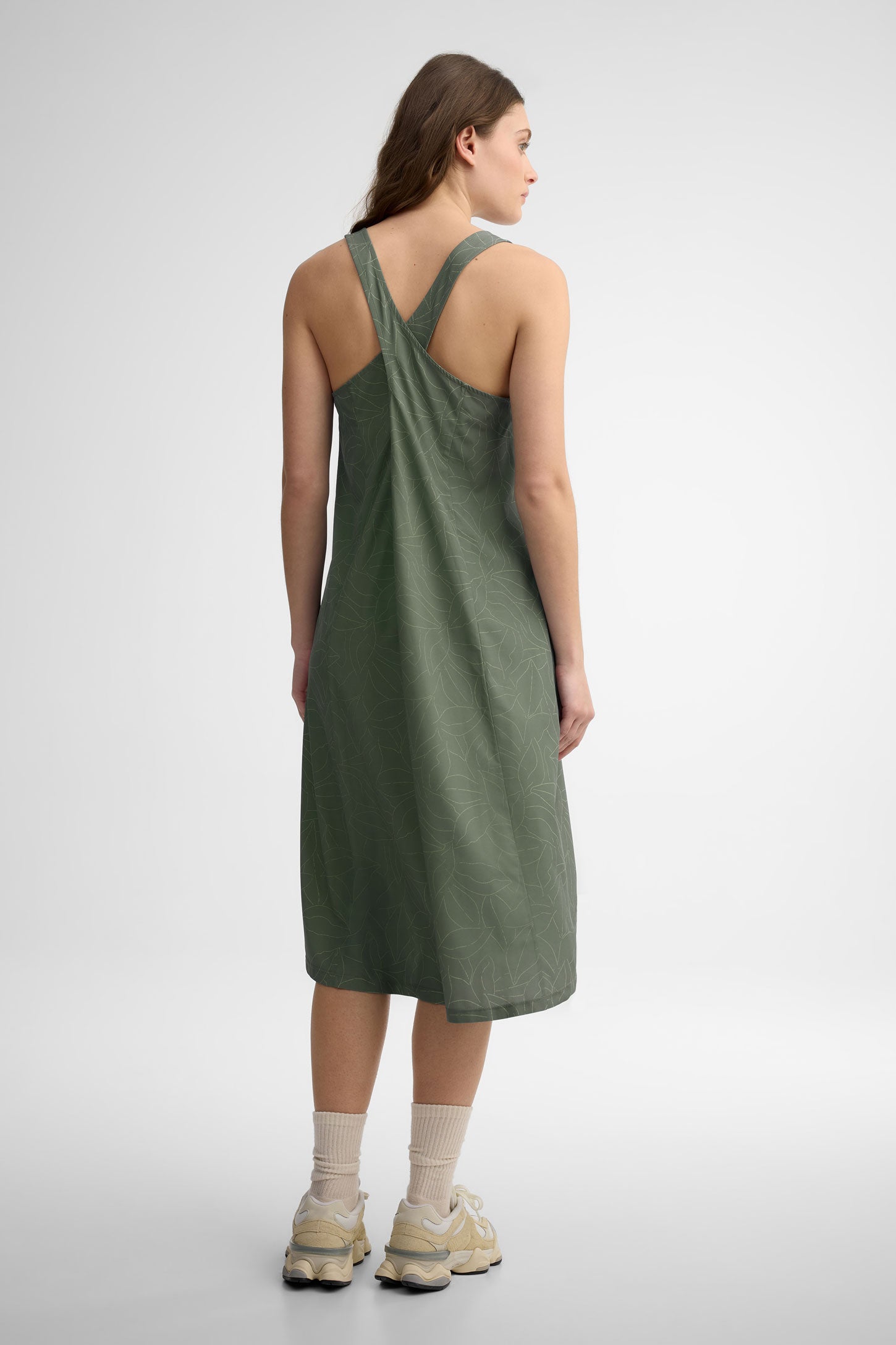 Robe midi dos croisé BM - Femme && VERT/MULTI