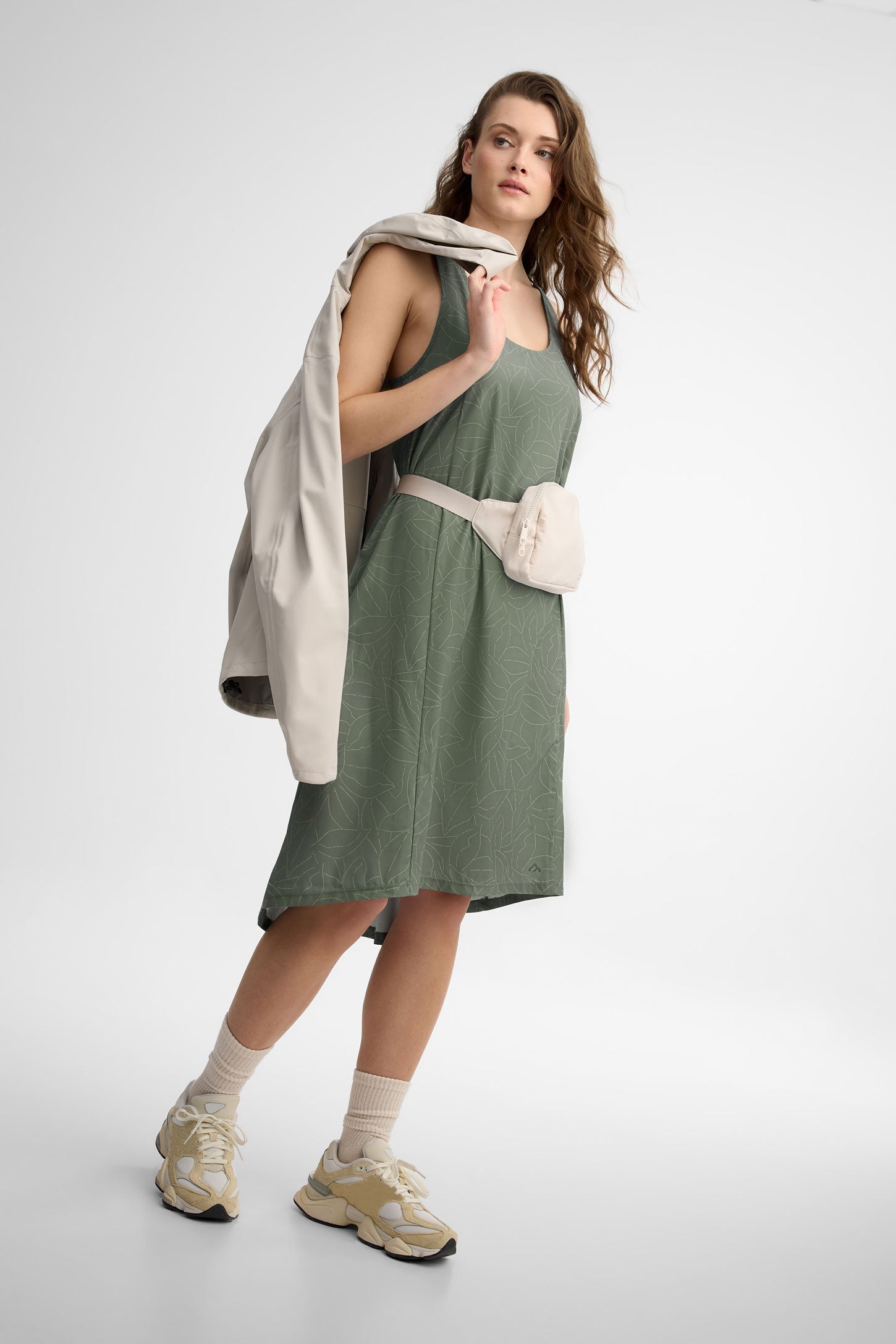 Robe midi dos croisé BM - Femme && VERT/MULTI