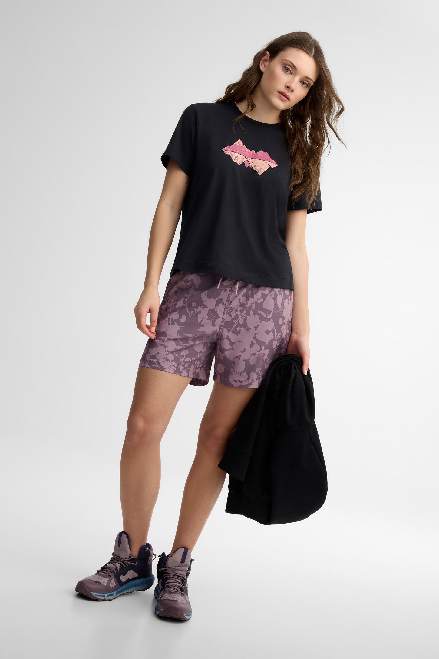 Short taille élastique coupe semi-ajustée BM - Femme && ROSE MULTI
