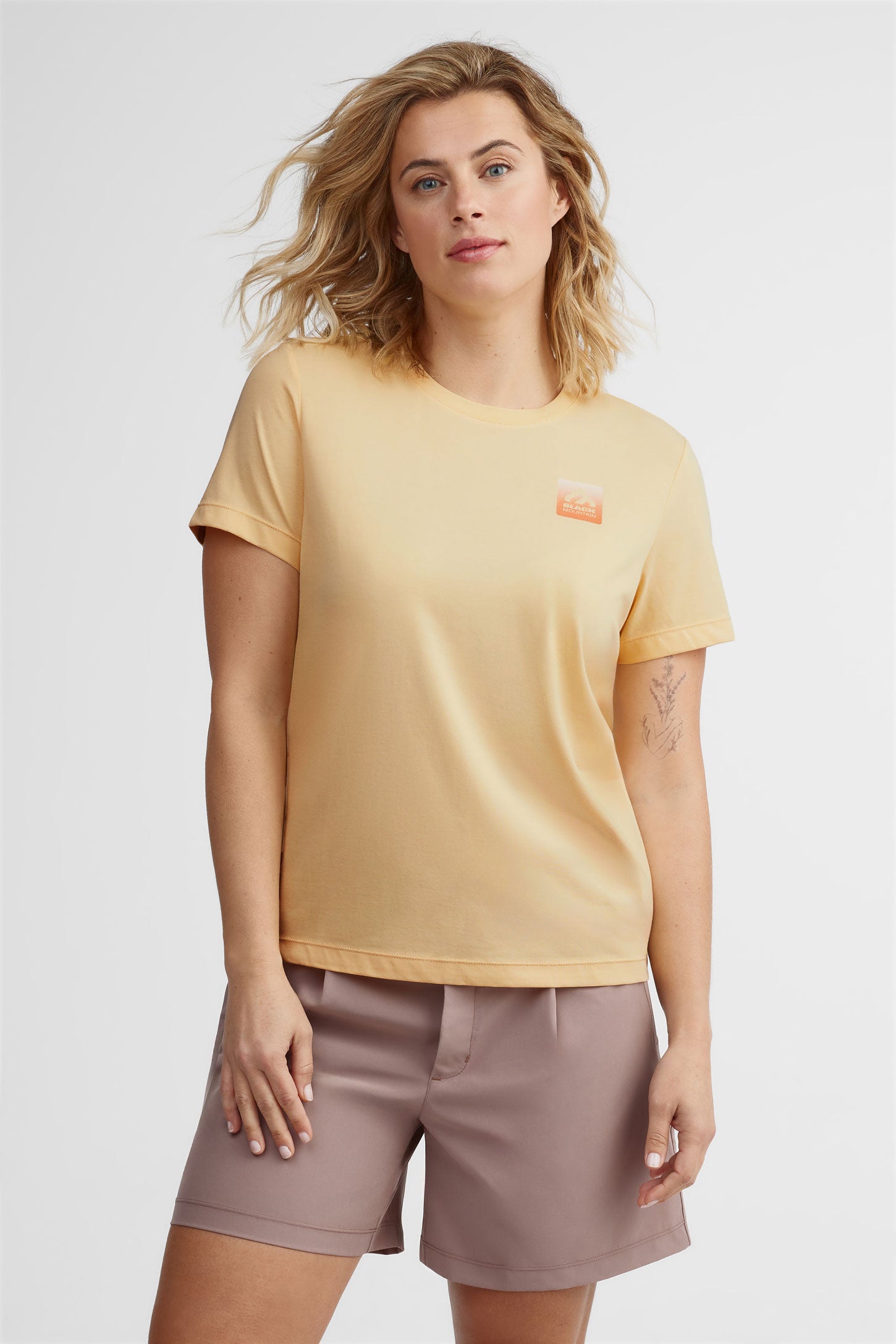 T-shirt col rond coton et bambou BM - Femme && JAUNE