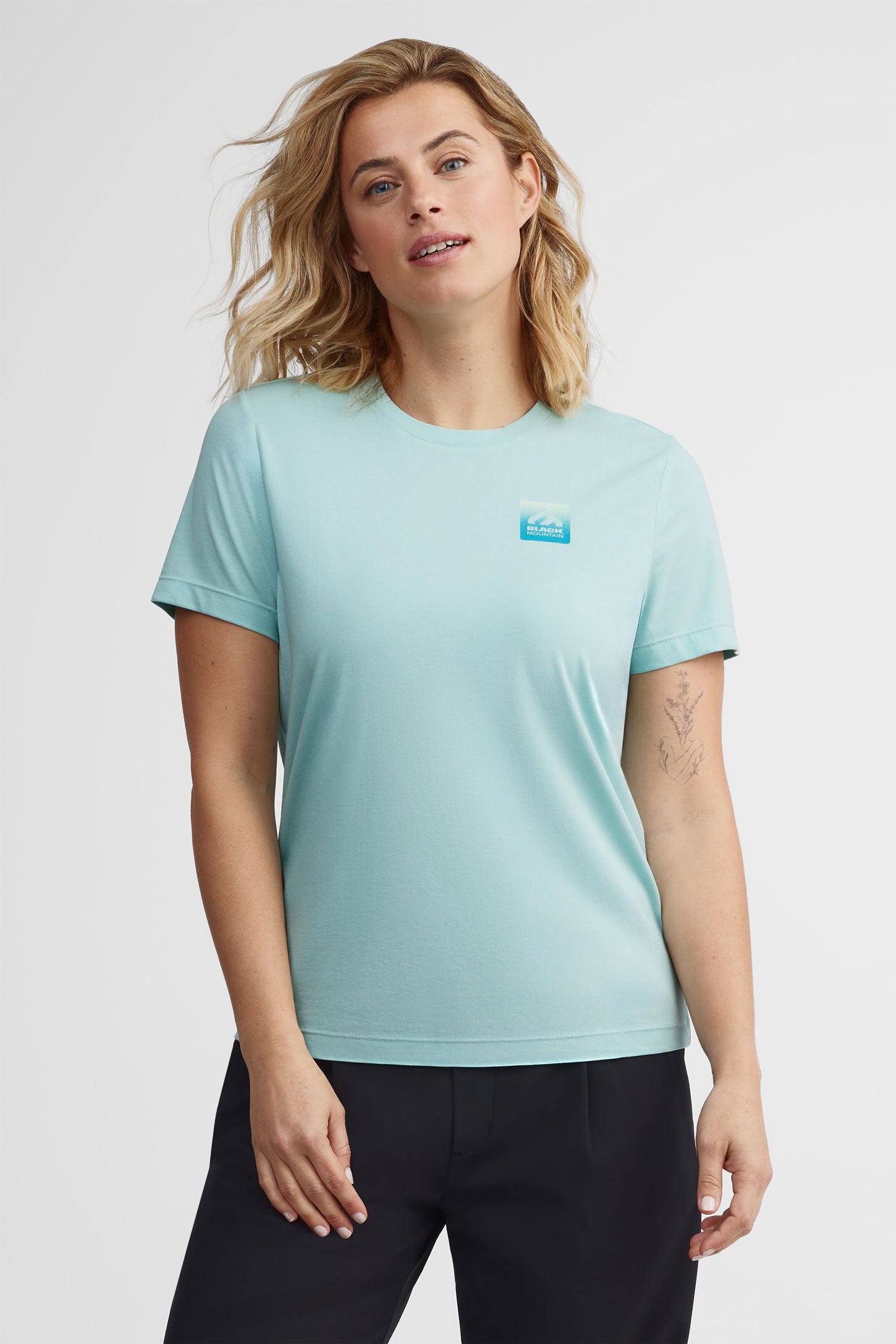T-shirt col rond coton et bambou BM - Femme && TURQUOISE