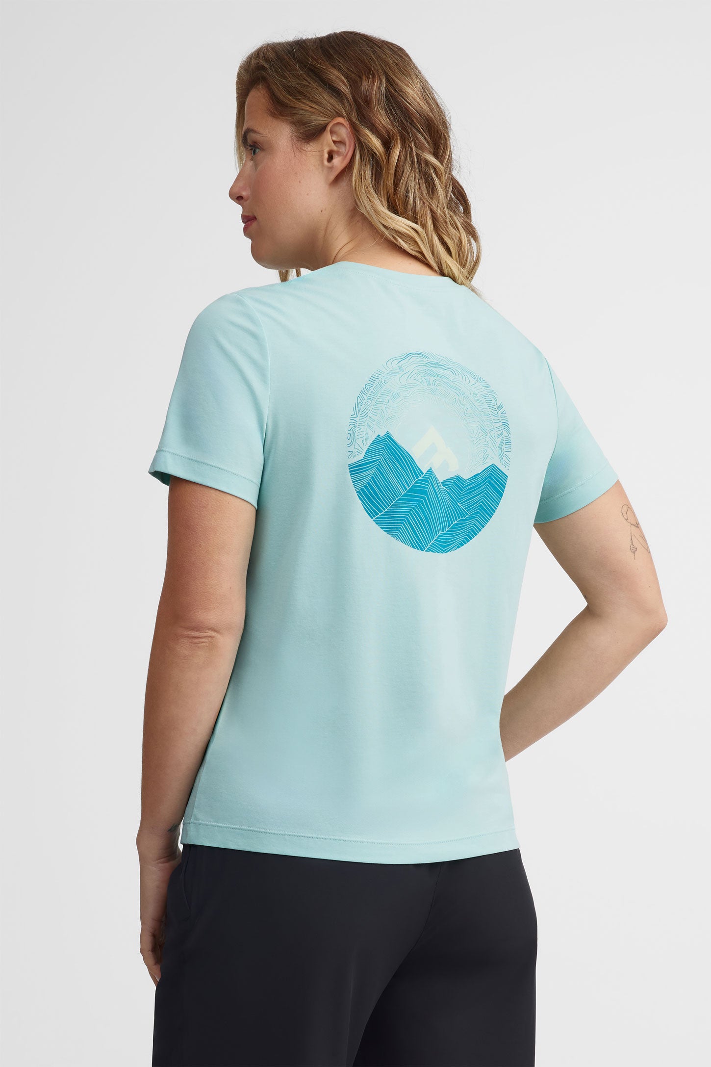 T-shirt col rond coton et bambou BM - Femme && TURQUOISE