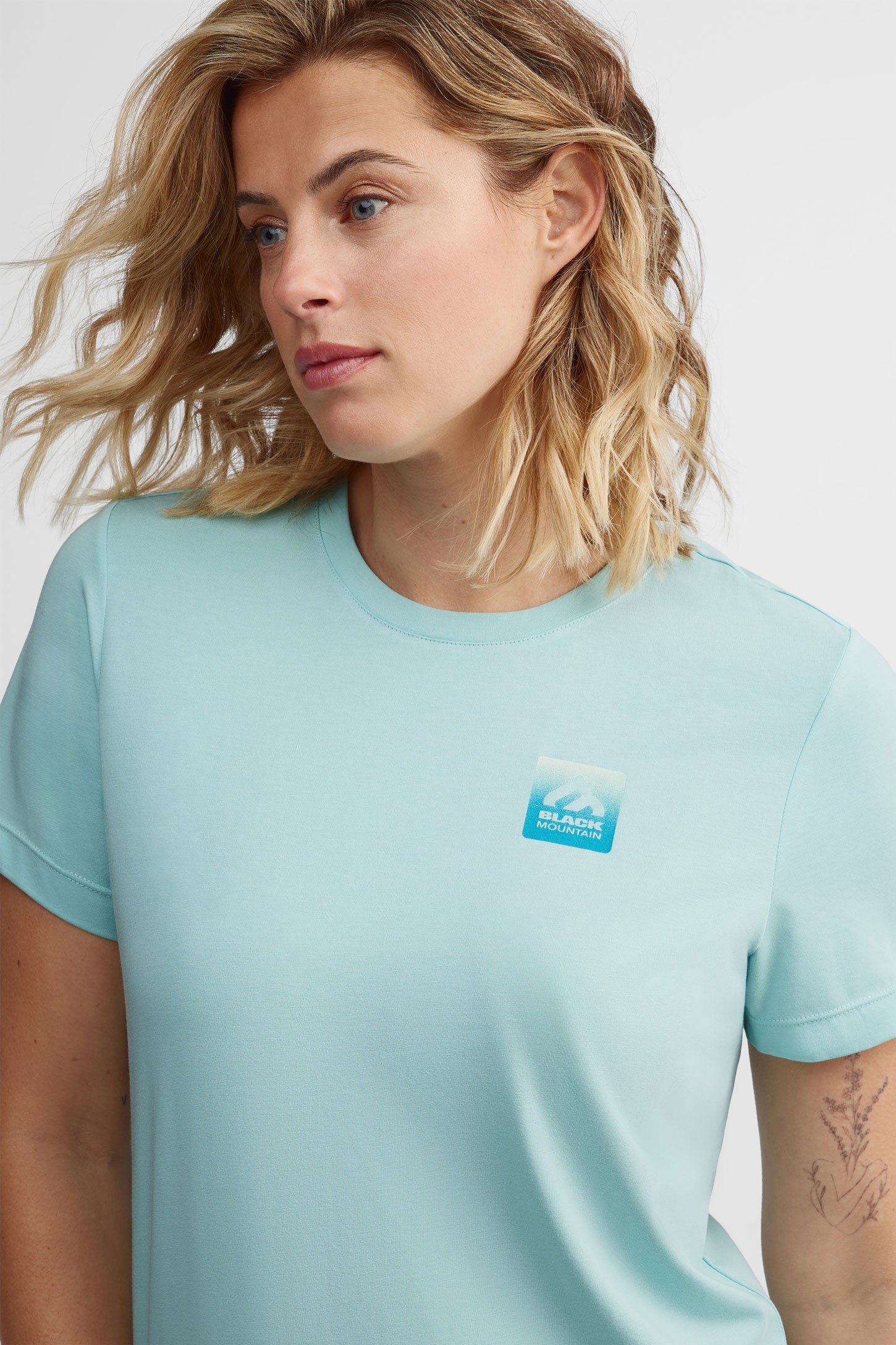 T-shirt col rond coton et bambou BM - Femme && TURQUOISE