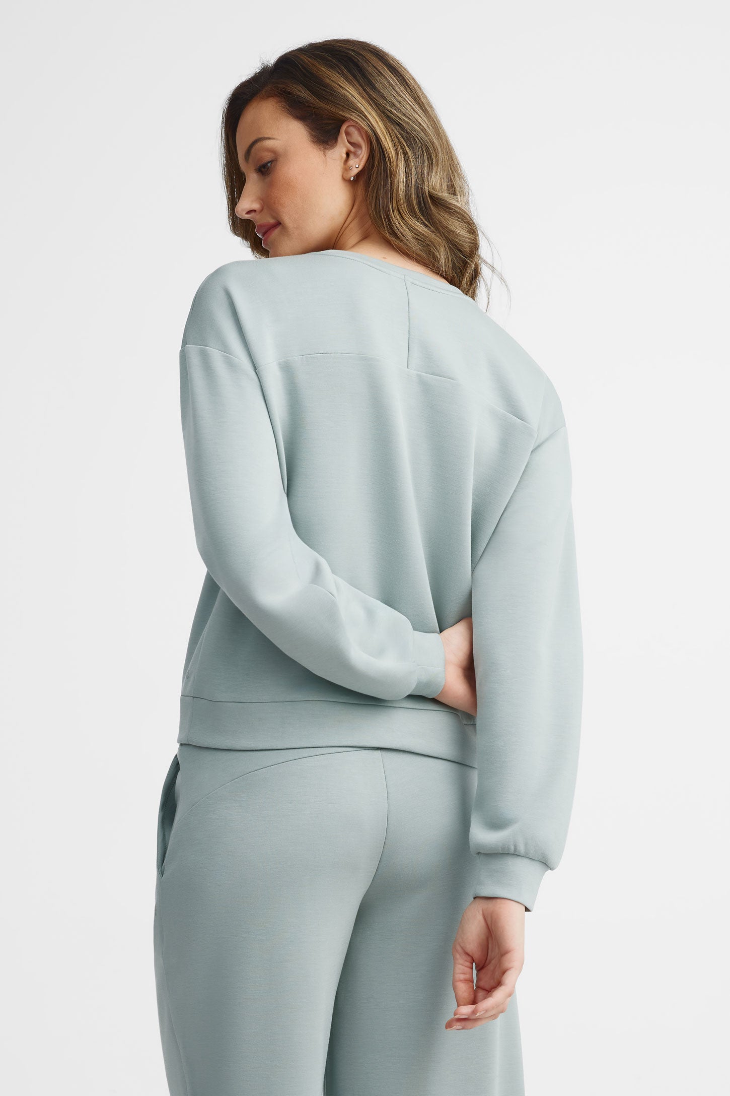 Chandail col rond modal - Femme && BLEU