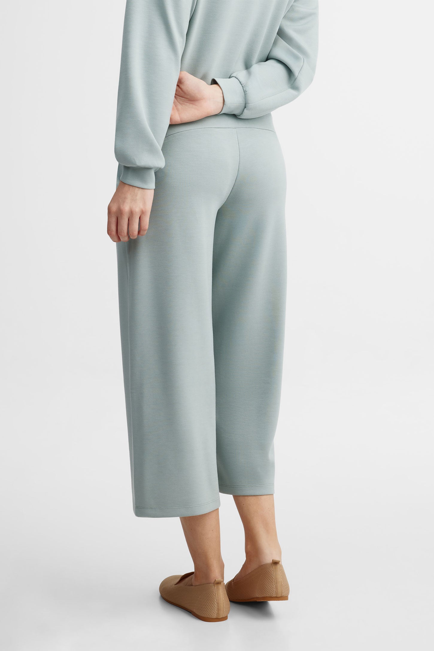 Pantalon taille haute jambe large modal - Femme && BLEU