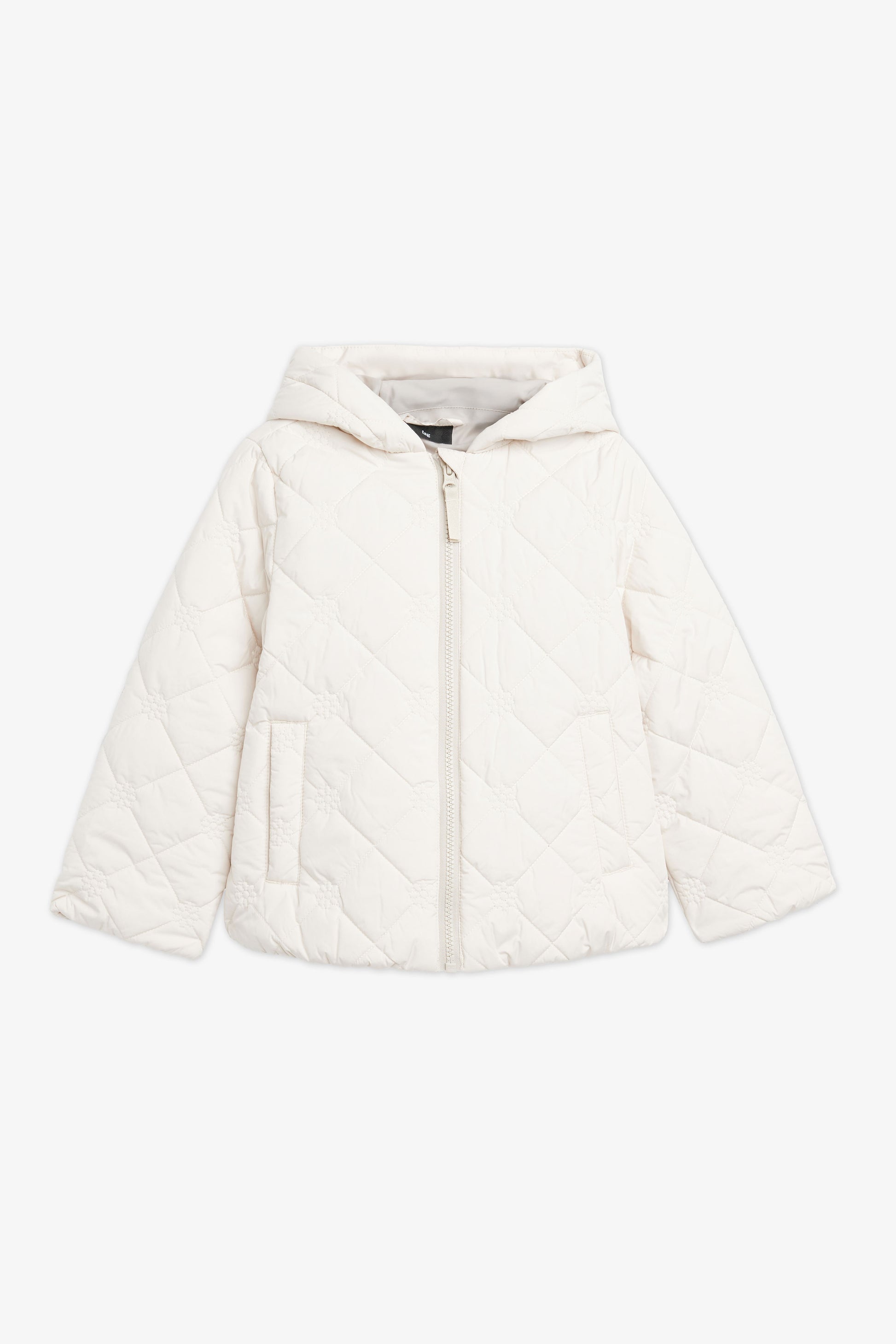 Manteau matelassé fleurs, 2T-3T - Bébé fille && IVOIRE