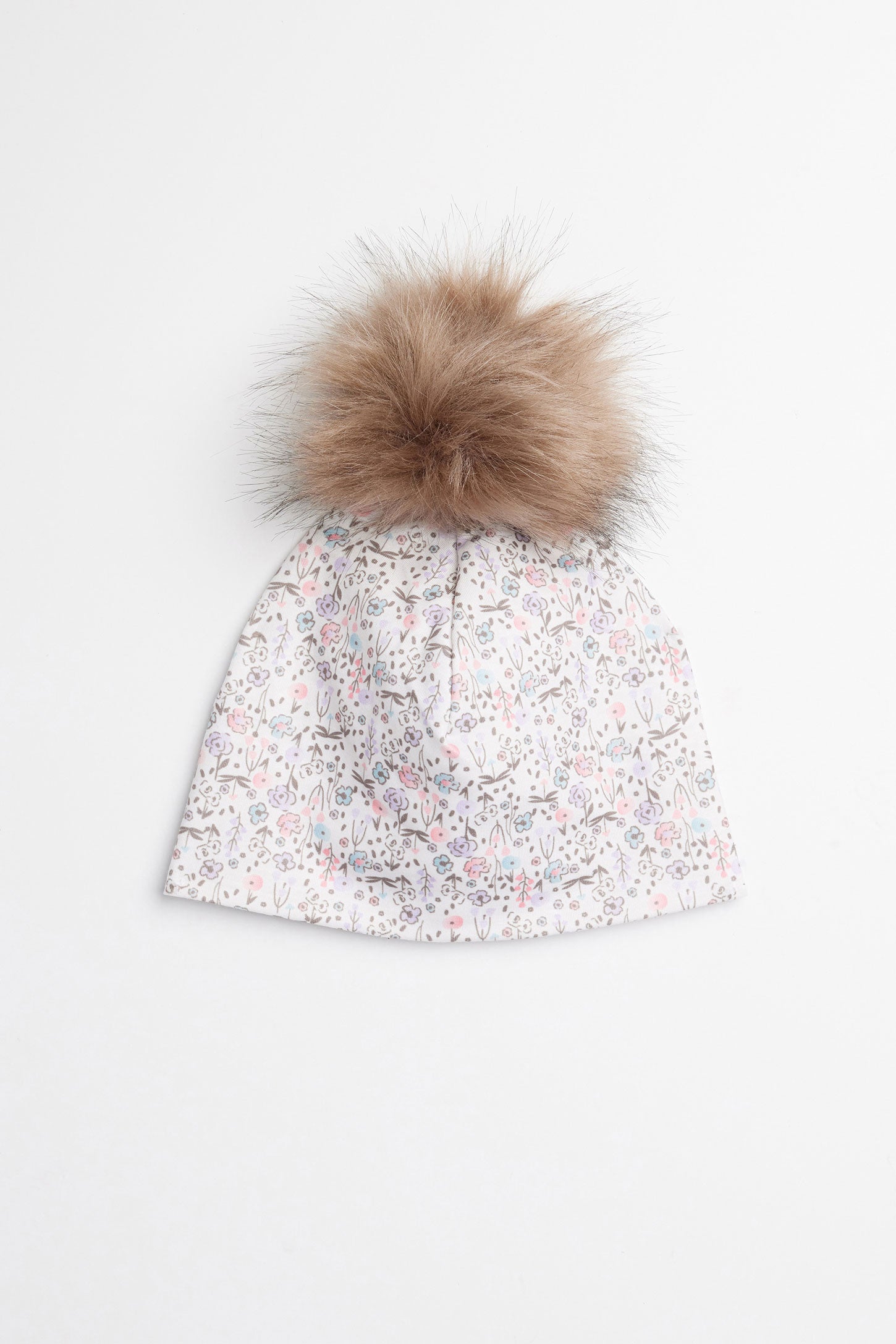 Tuque doublée à pompon fausse fourrure - Enfant fille && IVOIRE