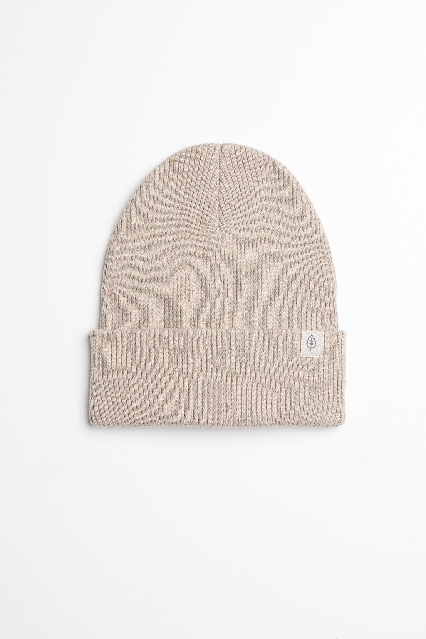 Tuque à revers tricot côtelé - Enfant fille && TAUPE