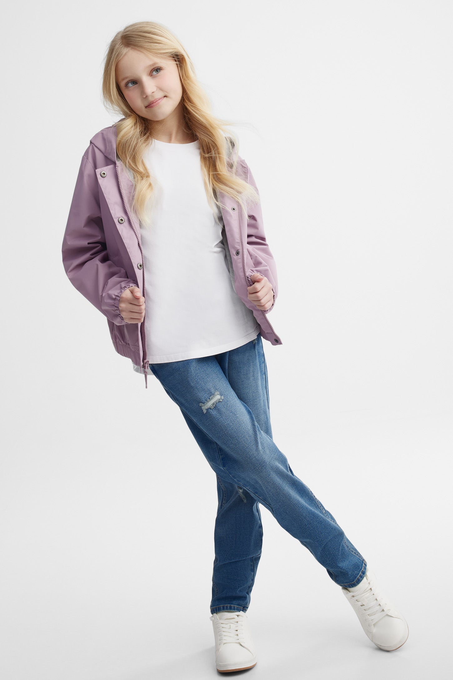 Manteau mi-saison doublé - Ado fille && MAUVE