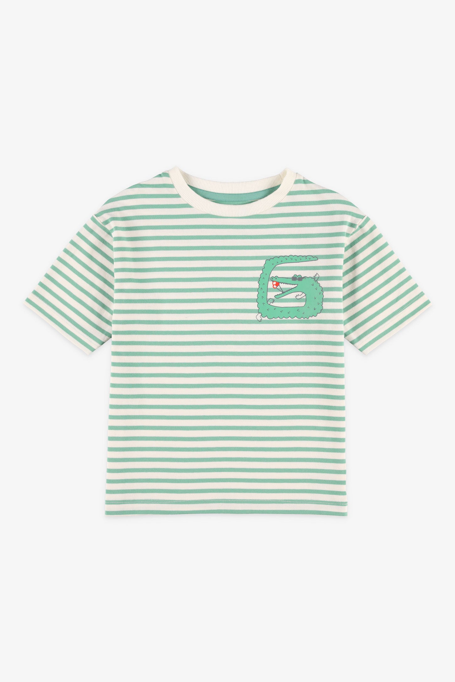 T-shirt col rond imprimé coton - Enfant garçon && VERT/MULTI