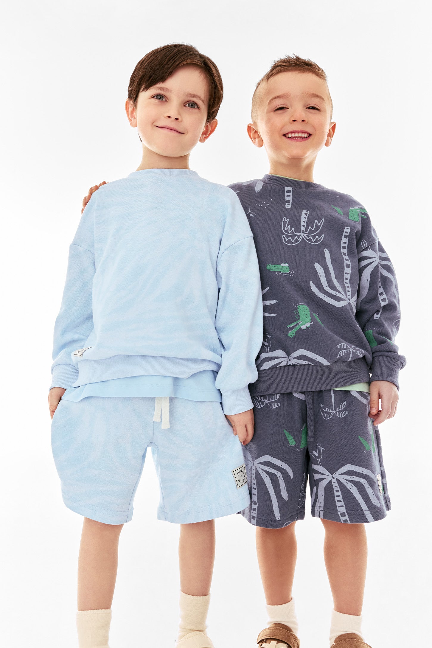 Chandail col rond coton ouaté - Enfant garçon && BLEU MULTI